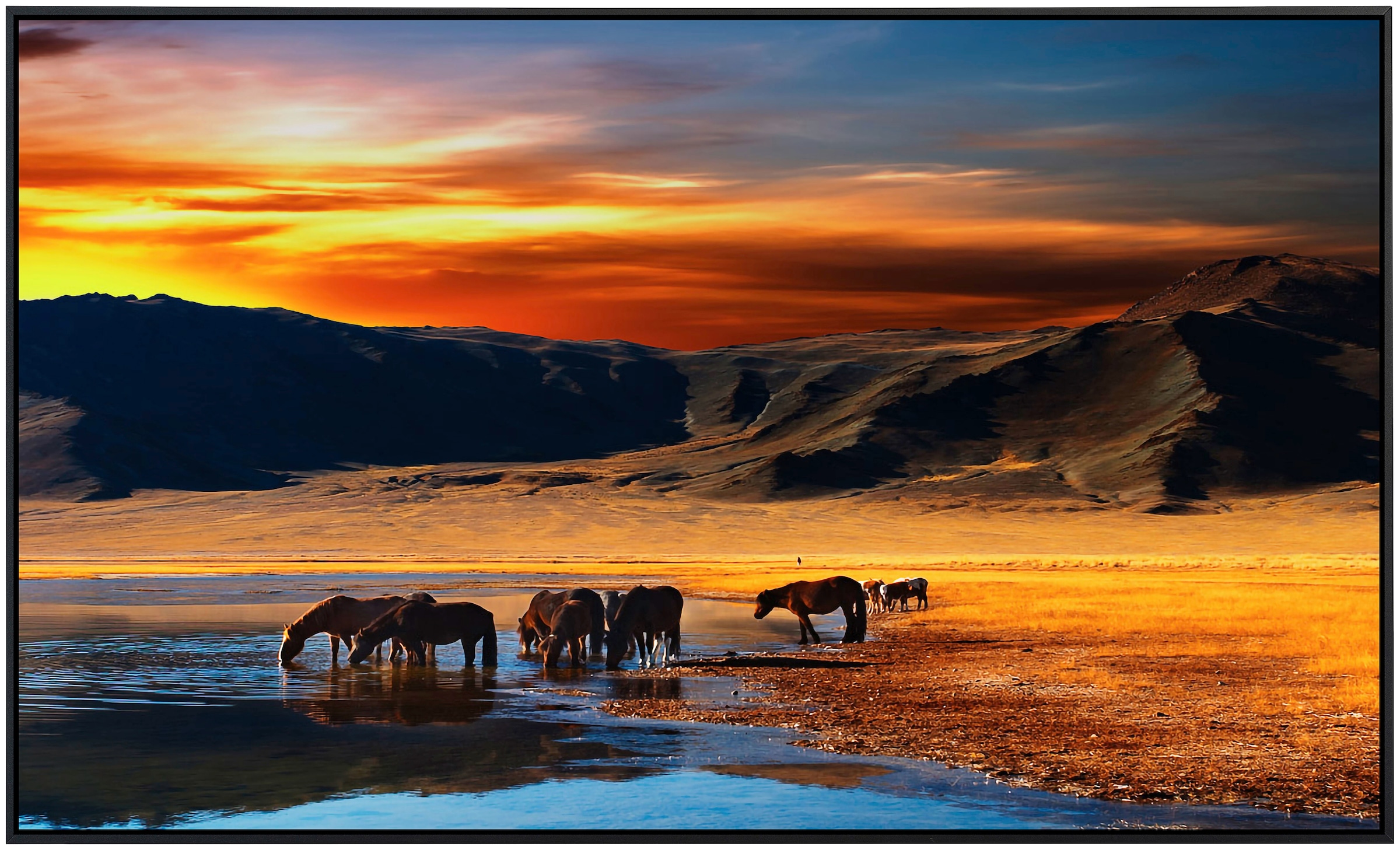 Papermoon Infrarotheizung »Mongolische Pferde«, sehr angenehme Strahlungswärme