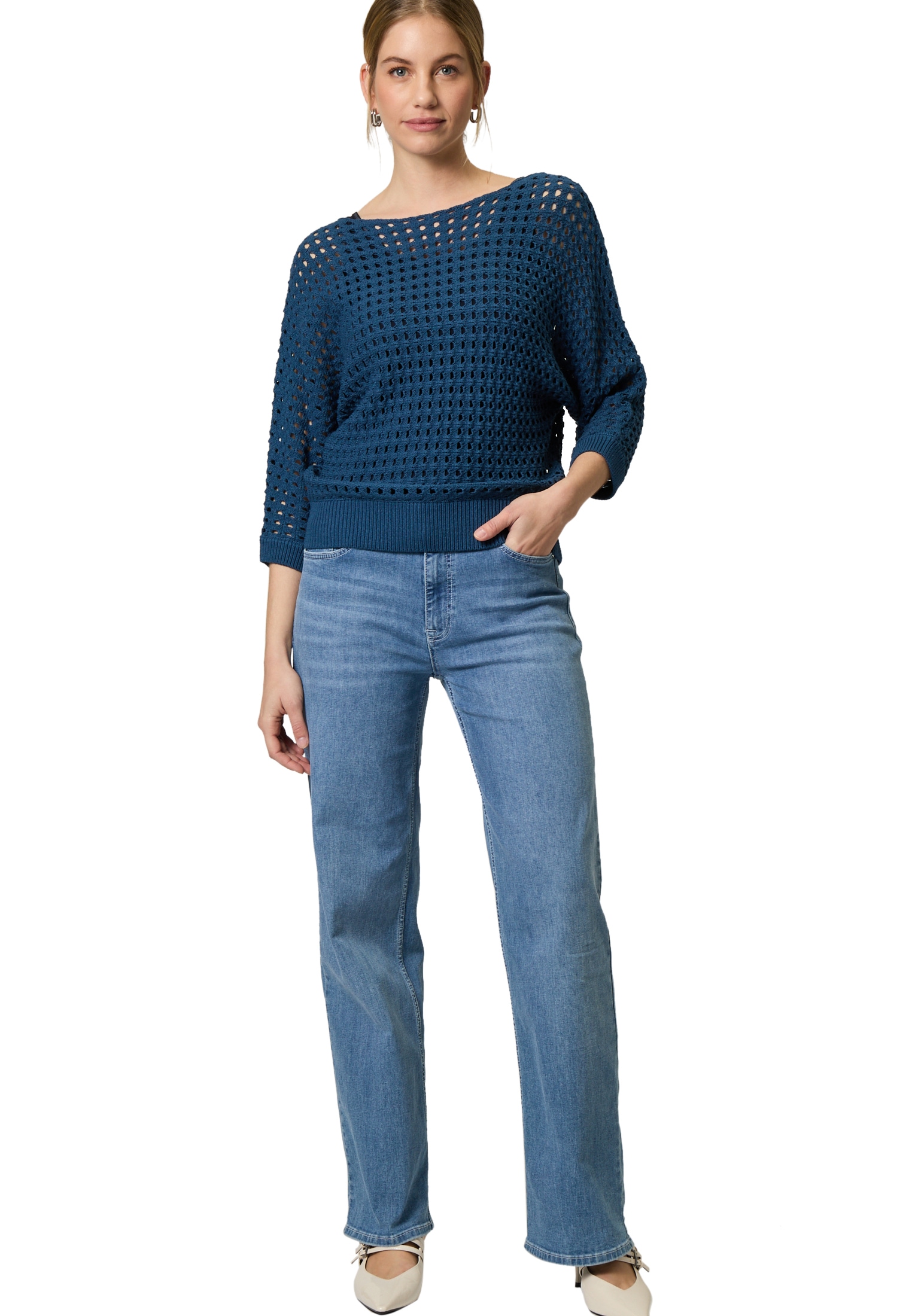 Zero Strickpullover »zero Pullover mit Lochmuster«, (1 tlg.), Lochmuster