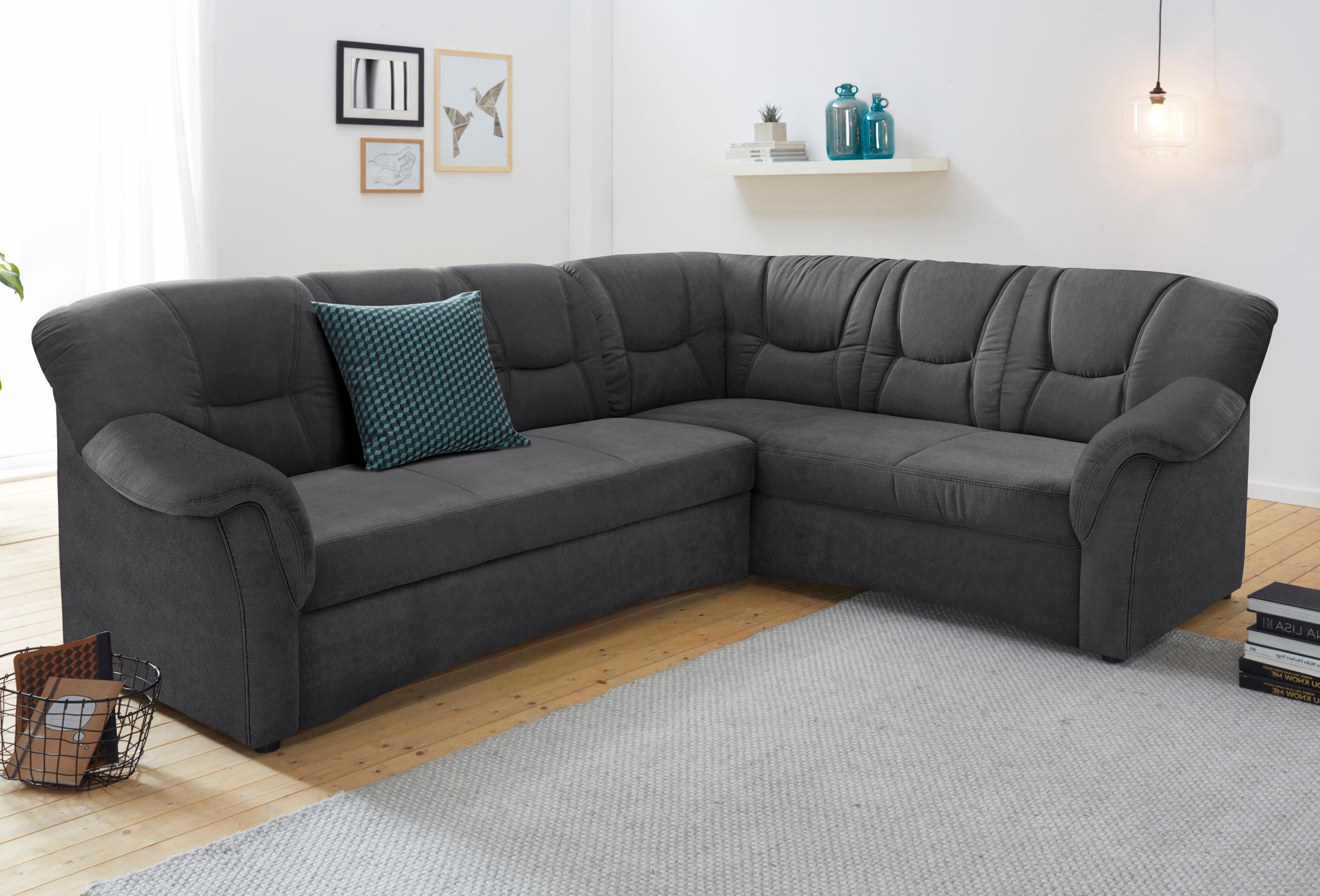 DOMO collection Ecksofa "SARAFINA 240x190 cm, auch mit Federkern für mehr Sitzkomfort" whlw. mit Bettfunktion, elegantes Design, L-Form
