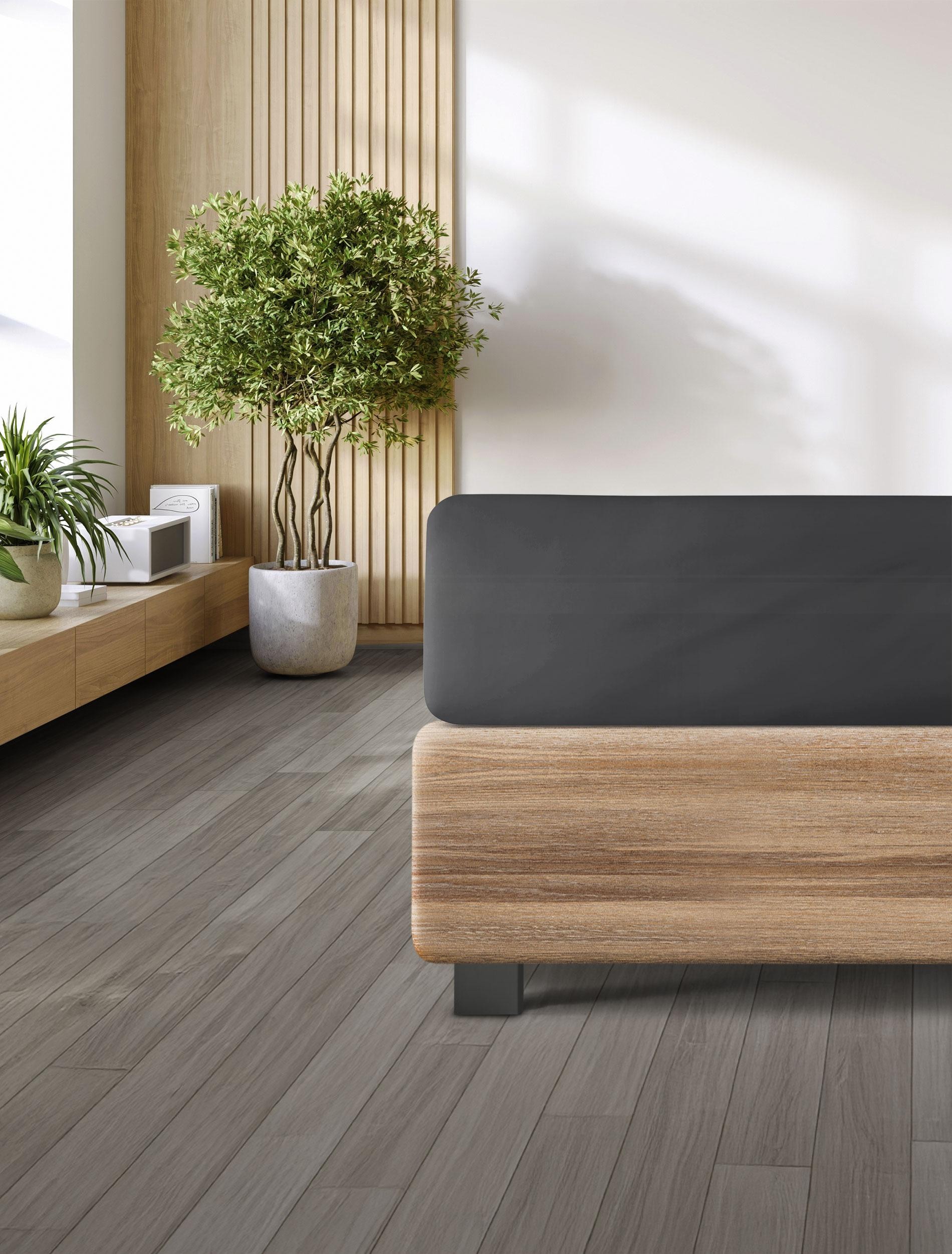 Spannbettlaken IRISETTE, B:180cm L:200cmanthrazit, Jersey, Obermaterial: 95% Baumwolle, 5% Elasthan, Bettlaken, "Porto 20", besonders elastisch