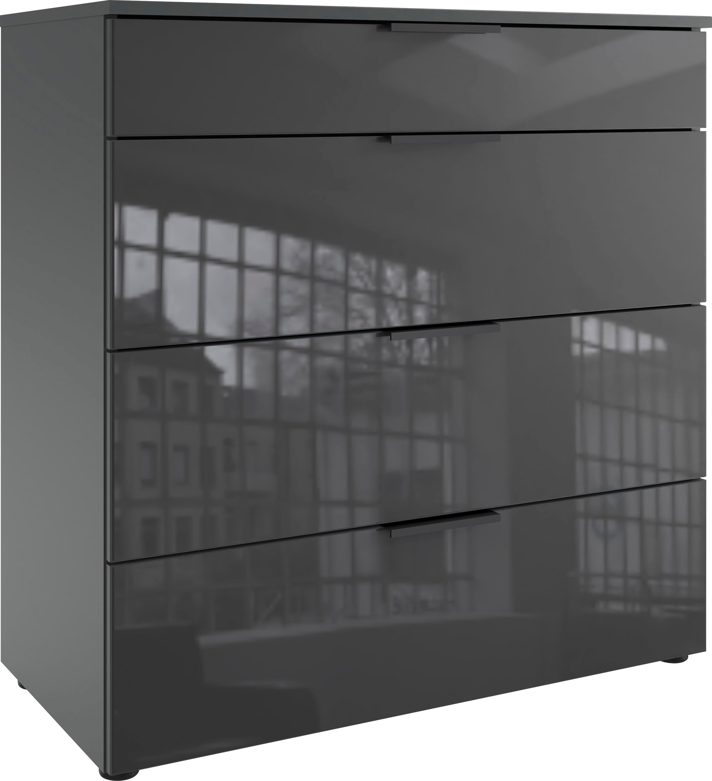 Wimex Schubkastenkommode »Level36 black C by fresh to go«, mit Glaselementen auf der Front, soft-close Funktion, 81cm breit