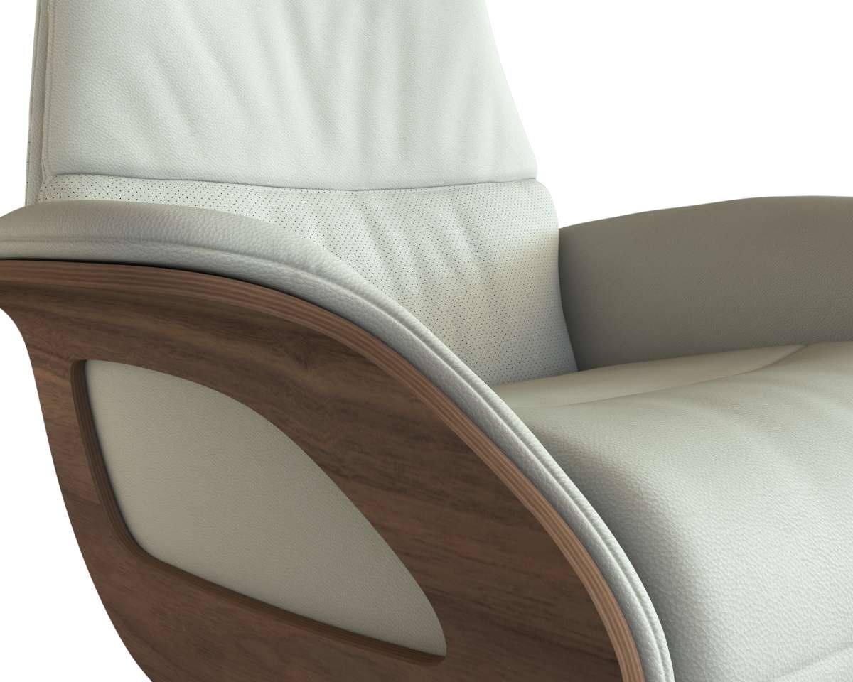 FLEXLUX Relaxsessel »Clement elektrischer Funktionsessel«, Größe M, Rücken & Fußteil elektrisch, Akku, Arml. Walnuss, Fuß Alu