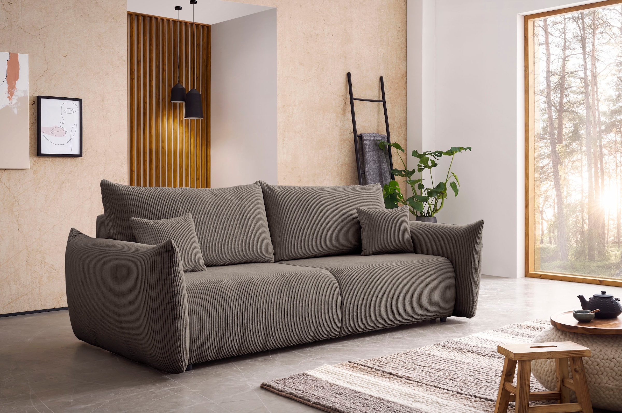Home affaire 3-Sitzer "MAVAS Schlafsofa mit Bettkasten" ca.240/108cm (Liege günstig online kaufen