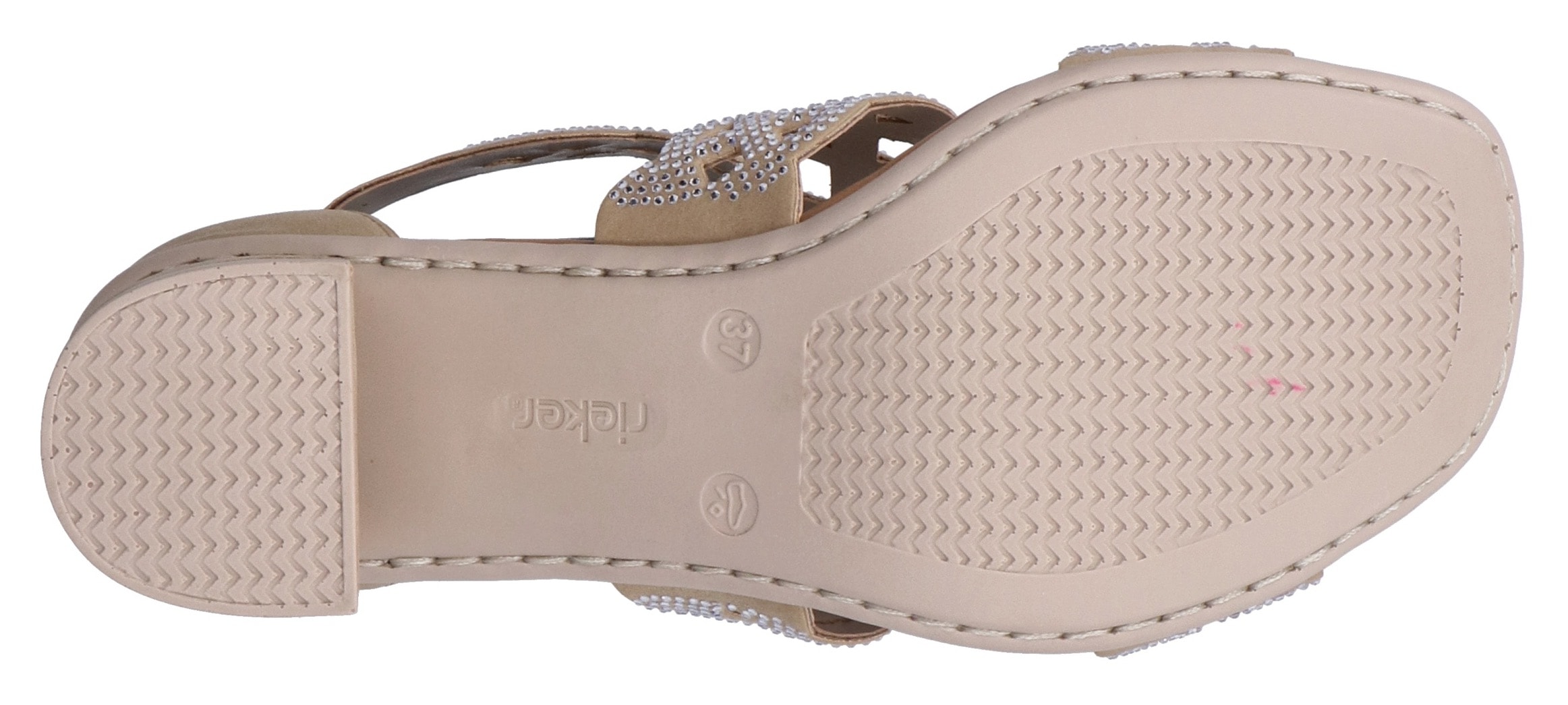 Rieker Sandalette, Sommerschuh, Schaftsandale, Urlaubschuh, Blockabsatz mit Glitzersteine