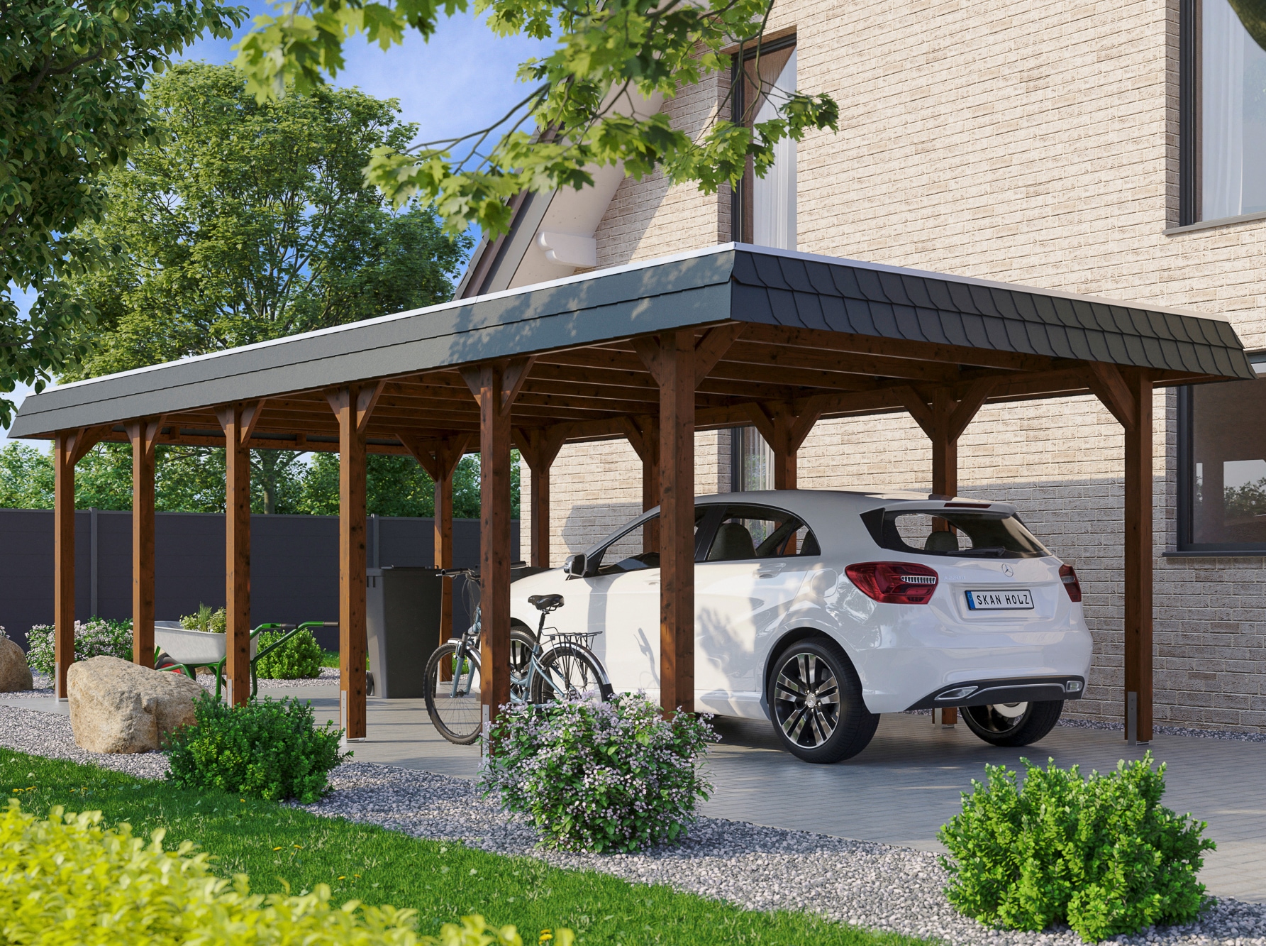 Skanholz Einzelcarport "Spreewald" Massivholz 342 cm braun