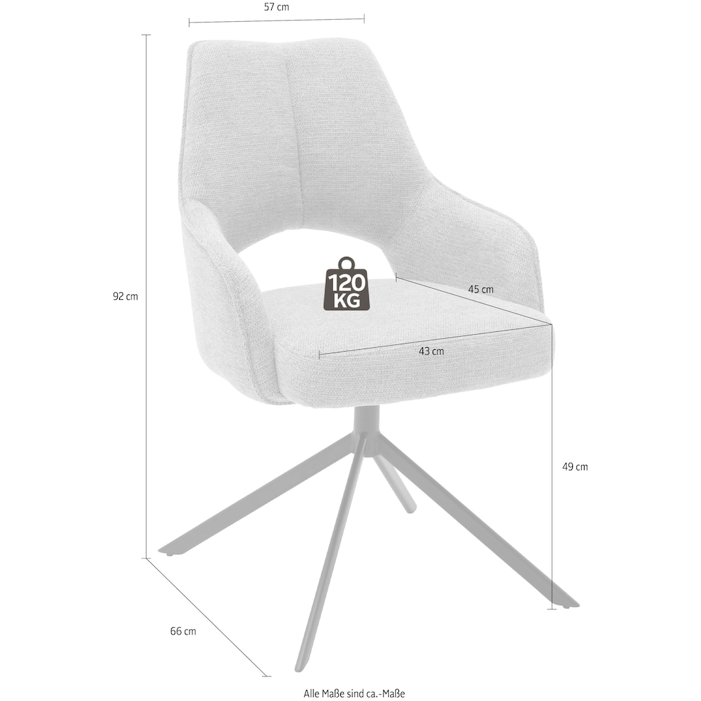 MCA furniture Armlehnstuhl »Bangor«, 2 St., Stoffbezug, 180° drehbar mit Nivellierung, Stuhl belastbar bis 120 Kg