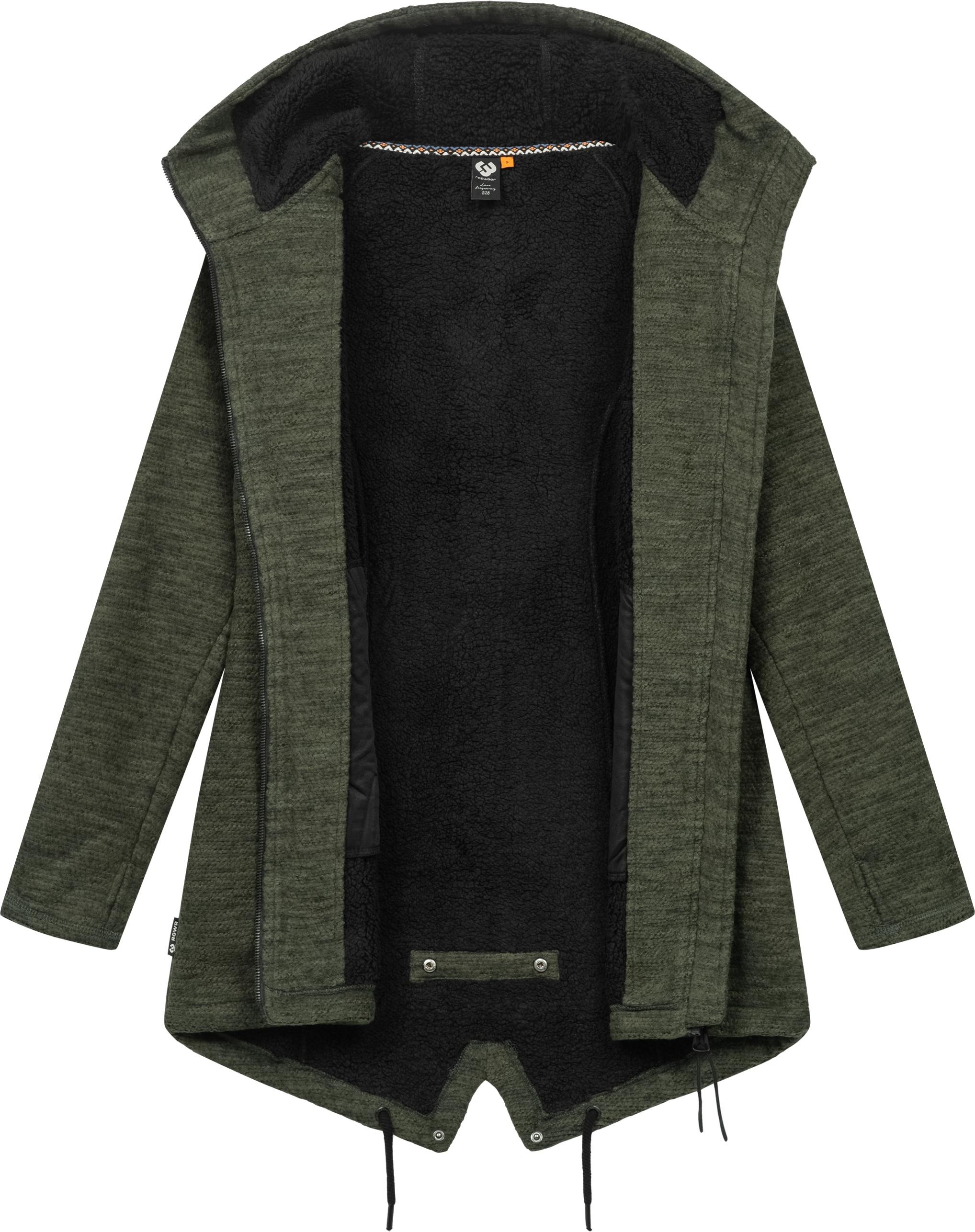 Ragwear Kapuzenstrickjacke »Wingi Melange«, Sportliche Kapuzenjacke mit Teddy-Kunstfell