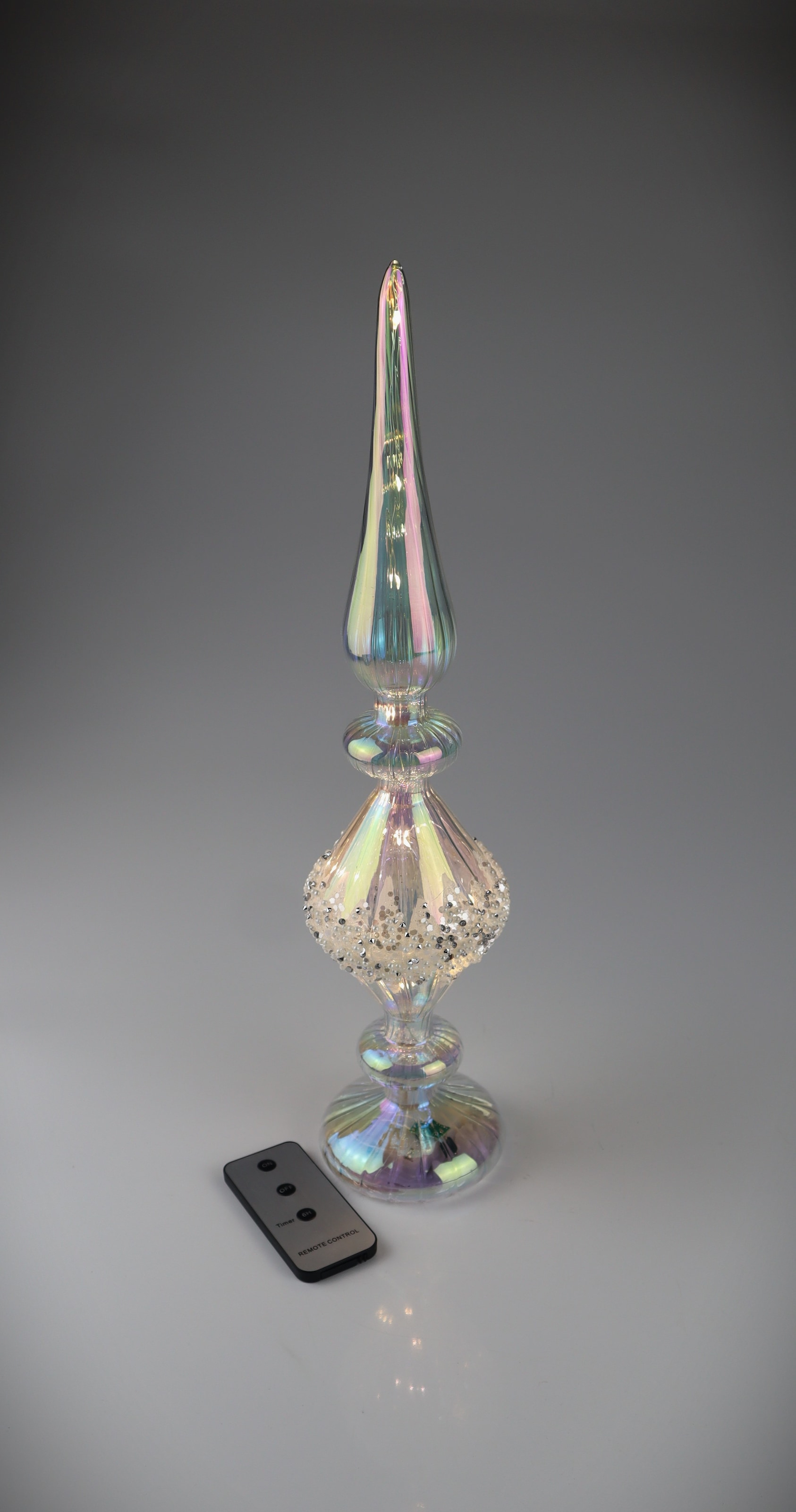 AM Design LED Dekoobjekt "Glas-Zapfen irisierend, 20 Lichter" 11x49 cm