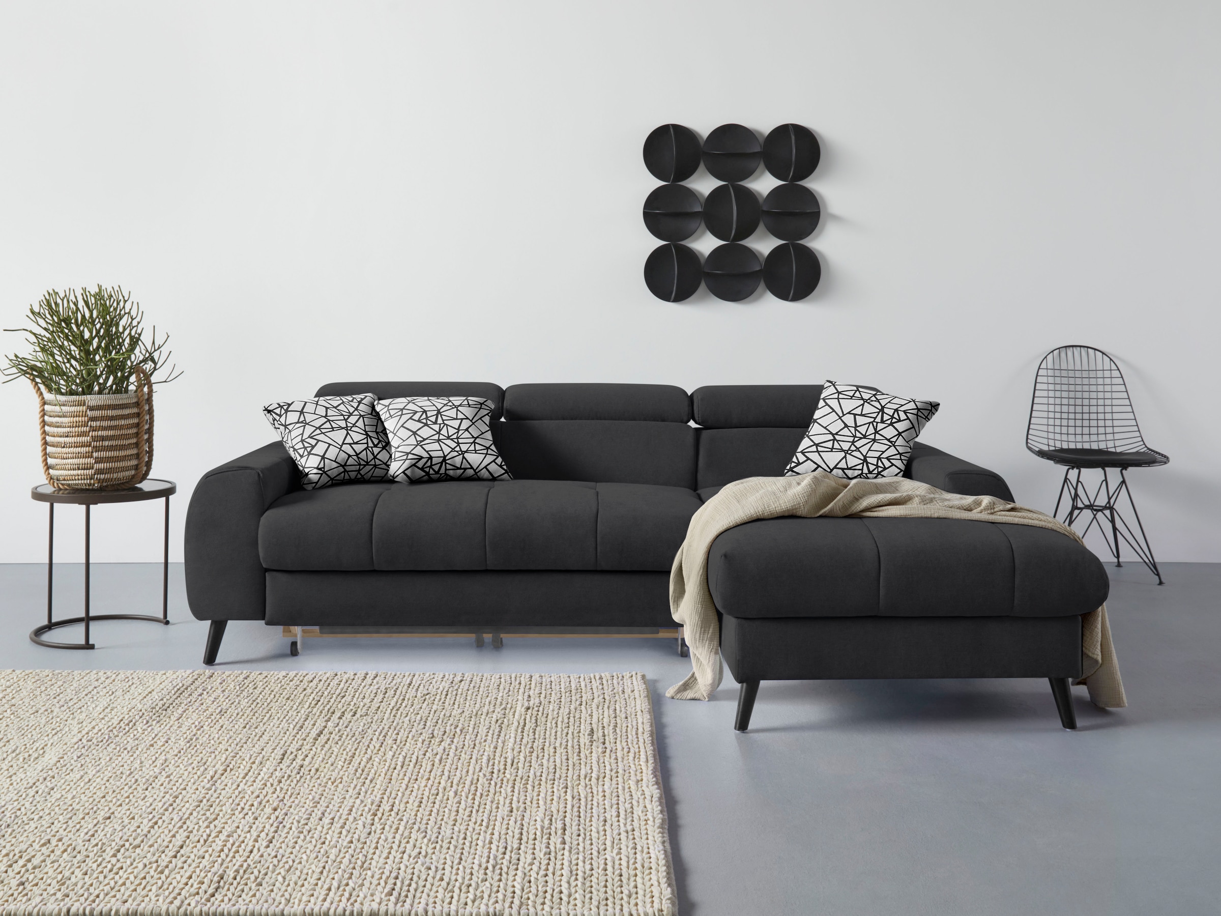 Ecksofa »Mia L-Form«, 3-tlg.-Kissen-Set, Recamiere, wahlweise mit oder ohne...