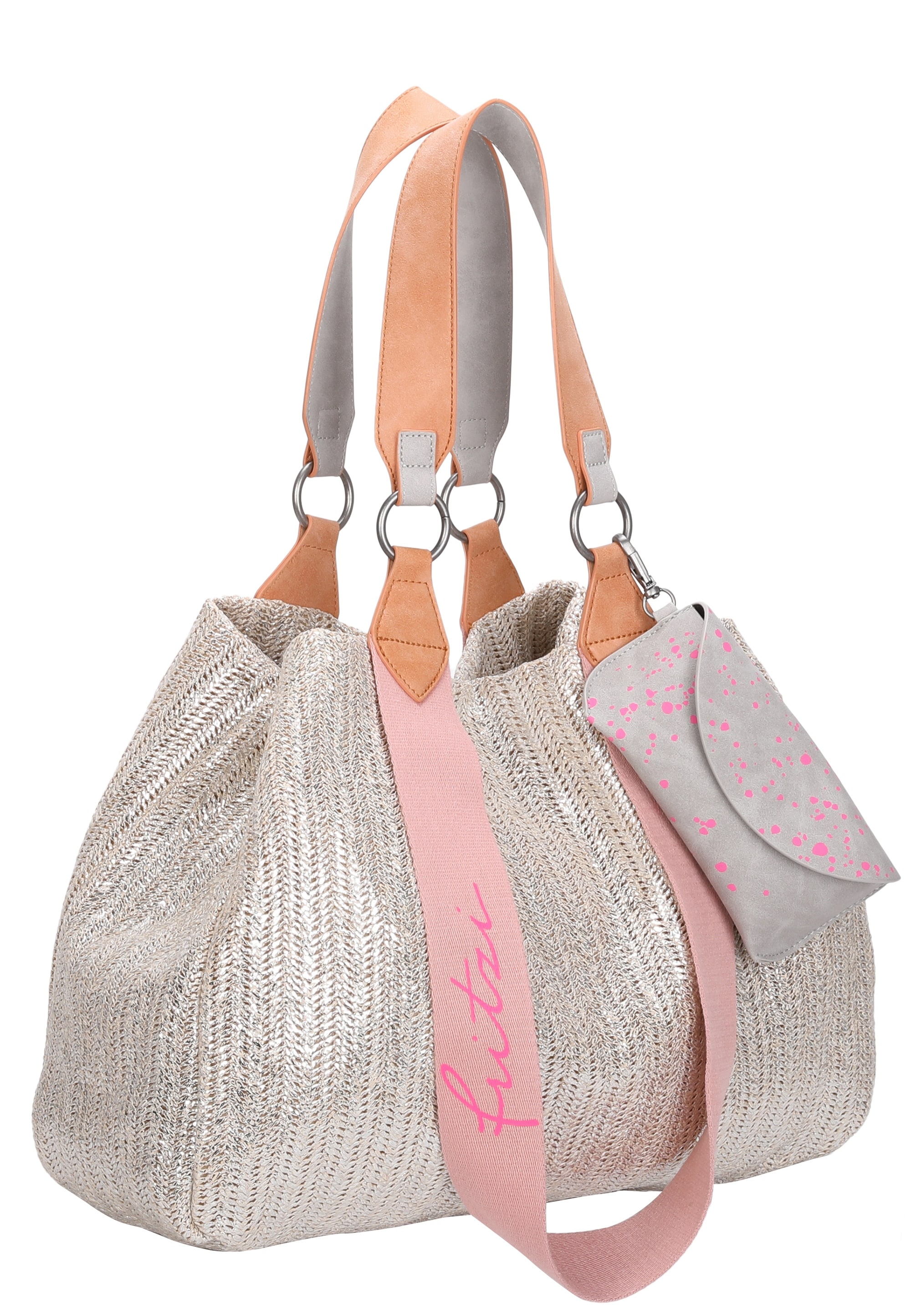 Fritzi aus Preußen Henkeltasche »Izzy Medium Limited Painted Straw«, mit abnehmbarem Brillenetui