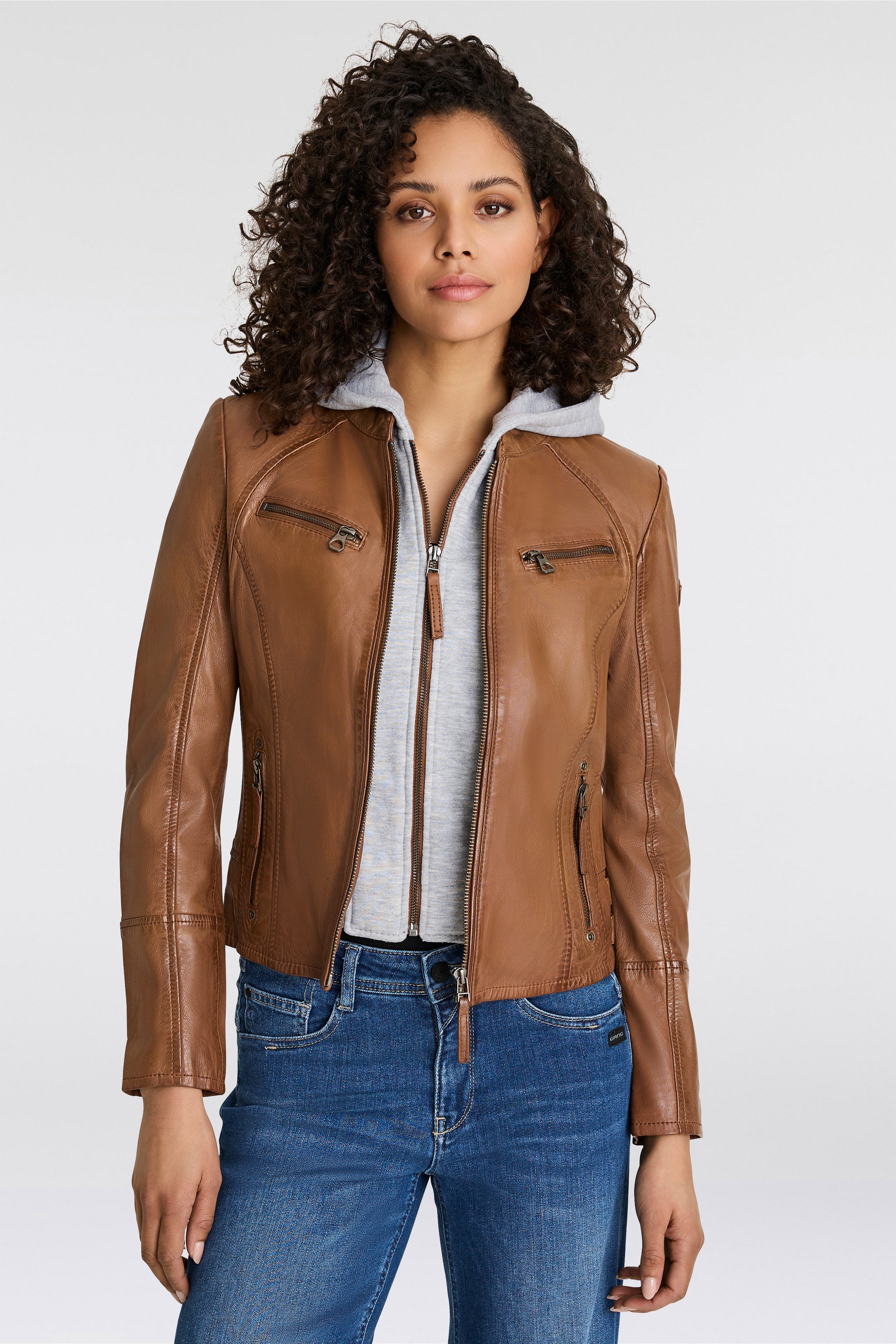Gipsy Lederjacke "NOLA", mit Kapuze, Two-in-One Style - mit abnehmbarer Jer günstig online kaufen