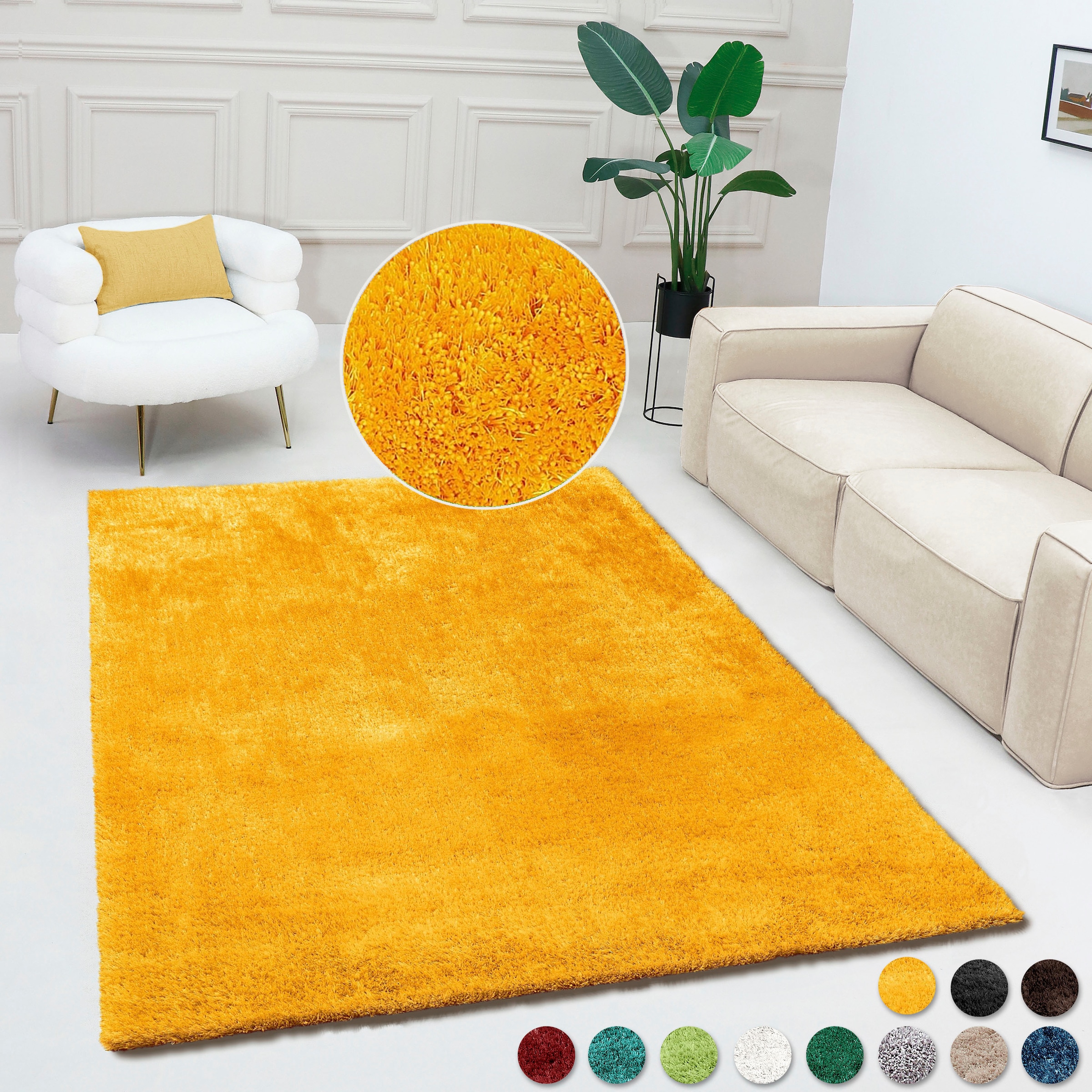 Bruno Banani Teppich »Dana Teppich, besonders weich und kuschelig, Kundenliebling«, rechteckig, 30 mm Höhe, uni, Mikrofaser Teppiche, Wohnzimmer, Schlafzimmer, Esszimmer
