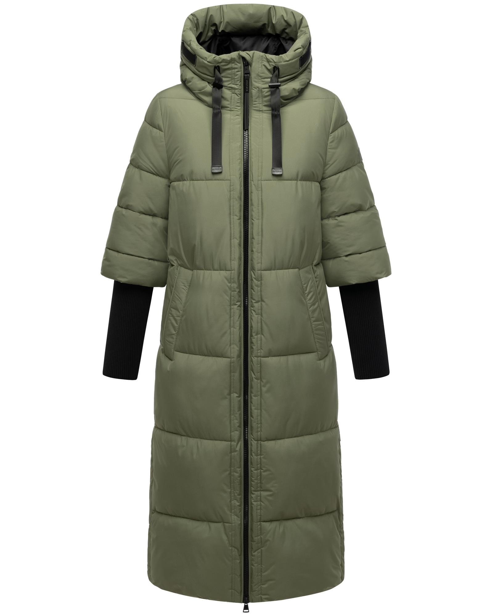 Navahoo Steppmantel "Ciao Miau XIV" Langer Wintermantel mit Rippstrickärmel günstig online kaufen