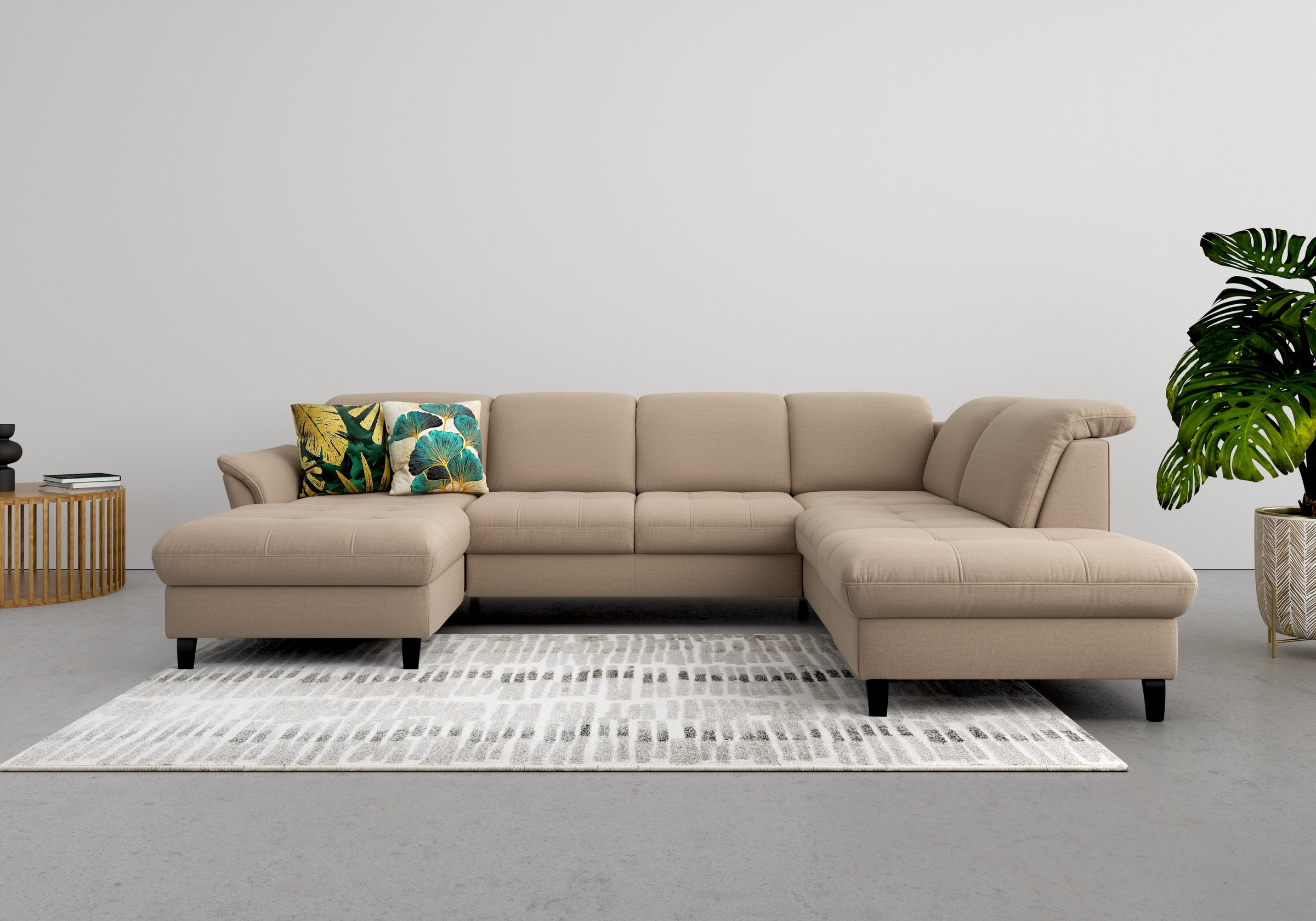 Wohnlandschaft SIT & MORE "Maggiore U-Form", grau (taupe), B:312cm H:88cm T:224cm, 98% Polyester, 2% Polyamid, Sofas, Wohnlandschaft, wahlweise mit Kopfteilverstellung, Bettfunktion und Stauraum 10
