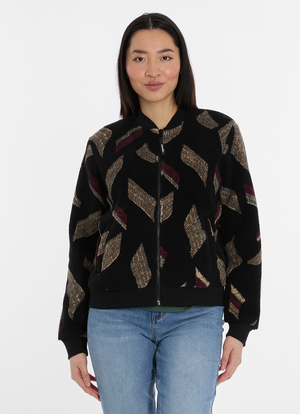 Ragwear Fleecejacke "CAIRRO PRINT" mit Reißverschluss, aus Kunstfaser und Fleece, Basic Passform