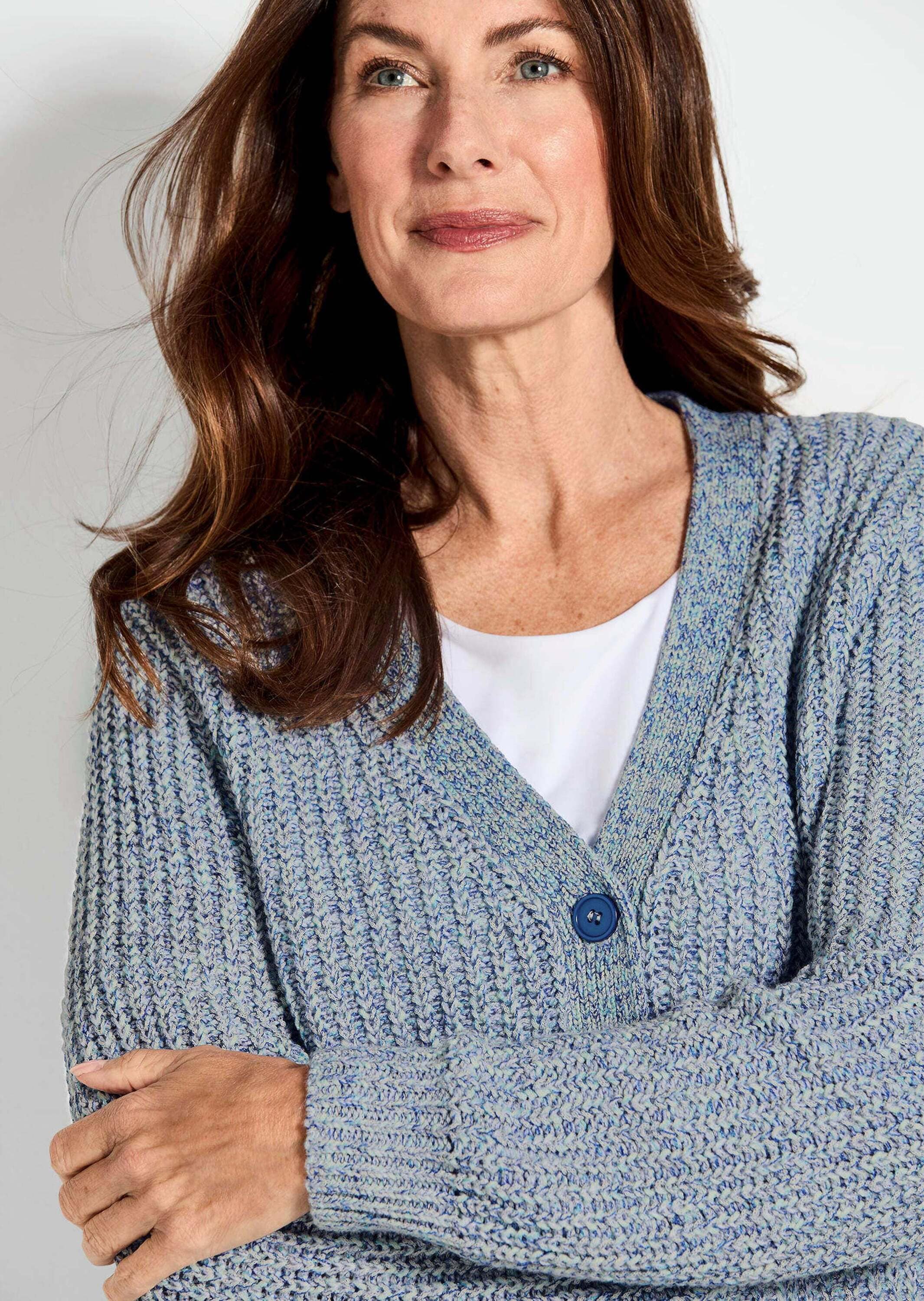 GOLDNER Strickjacke »Langarm Strickjacke mit V-Ausschnitt«