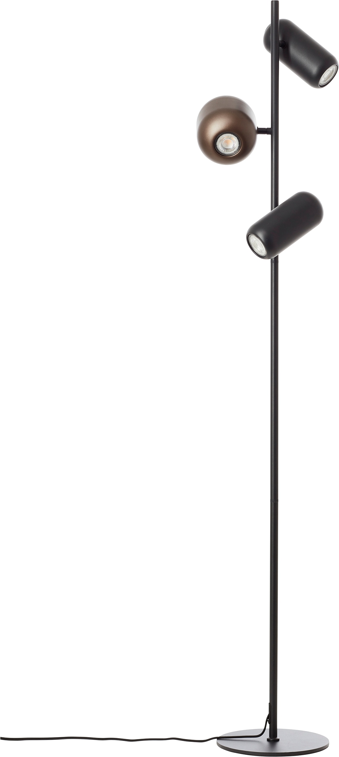 Brilliant Stehlampe »Jane« GU10 1 Stk. H 145 cm, 3x GU10 Fassung, schwenkbar, Metall, schwarz braun