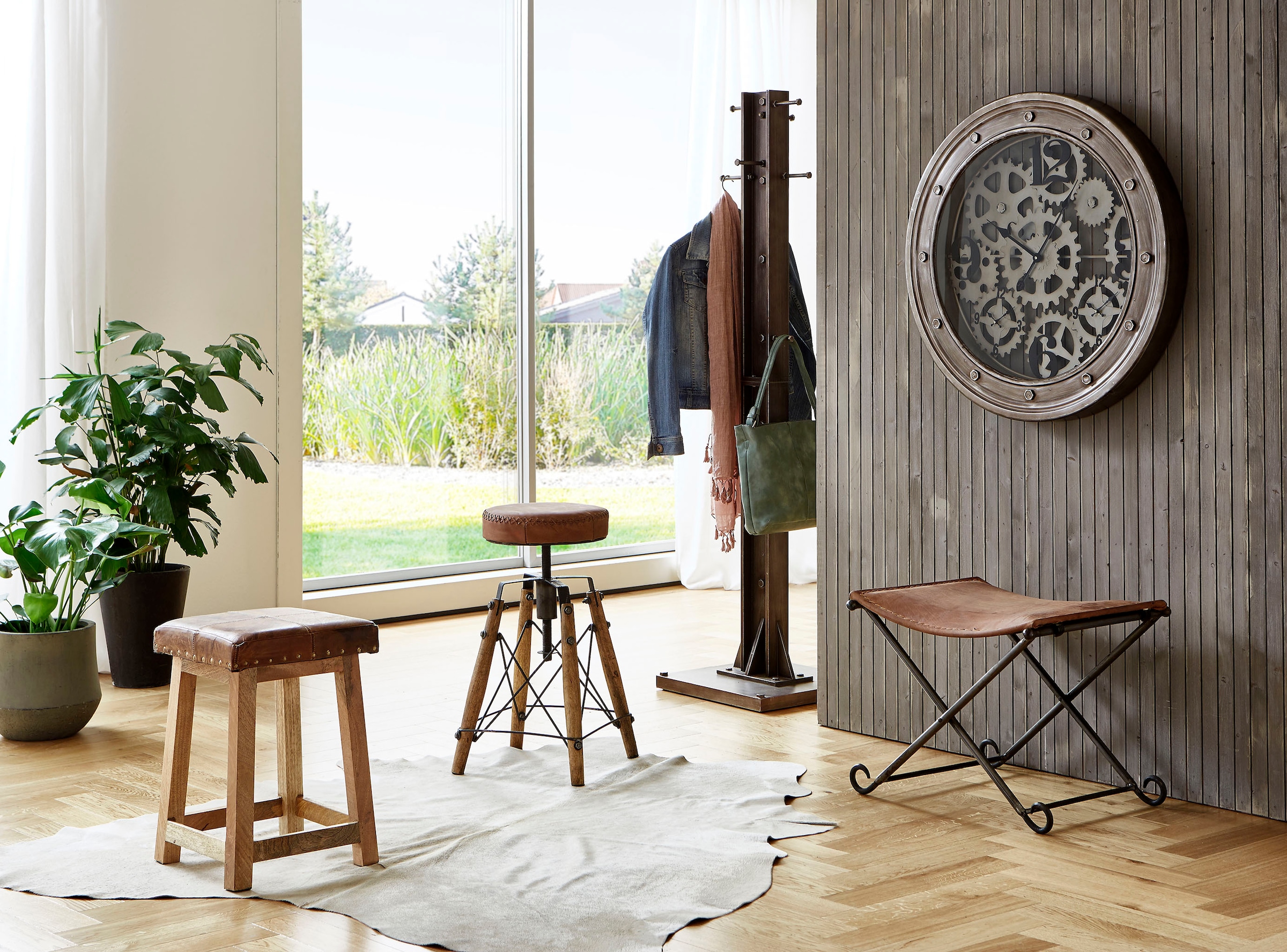 HAKU Hocker »Pouf, Schemel, Stockerl« rechteckig - aus Leder Braun - B/T/H 58/50/49 cm