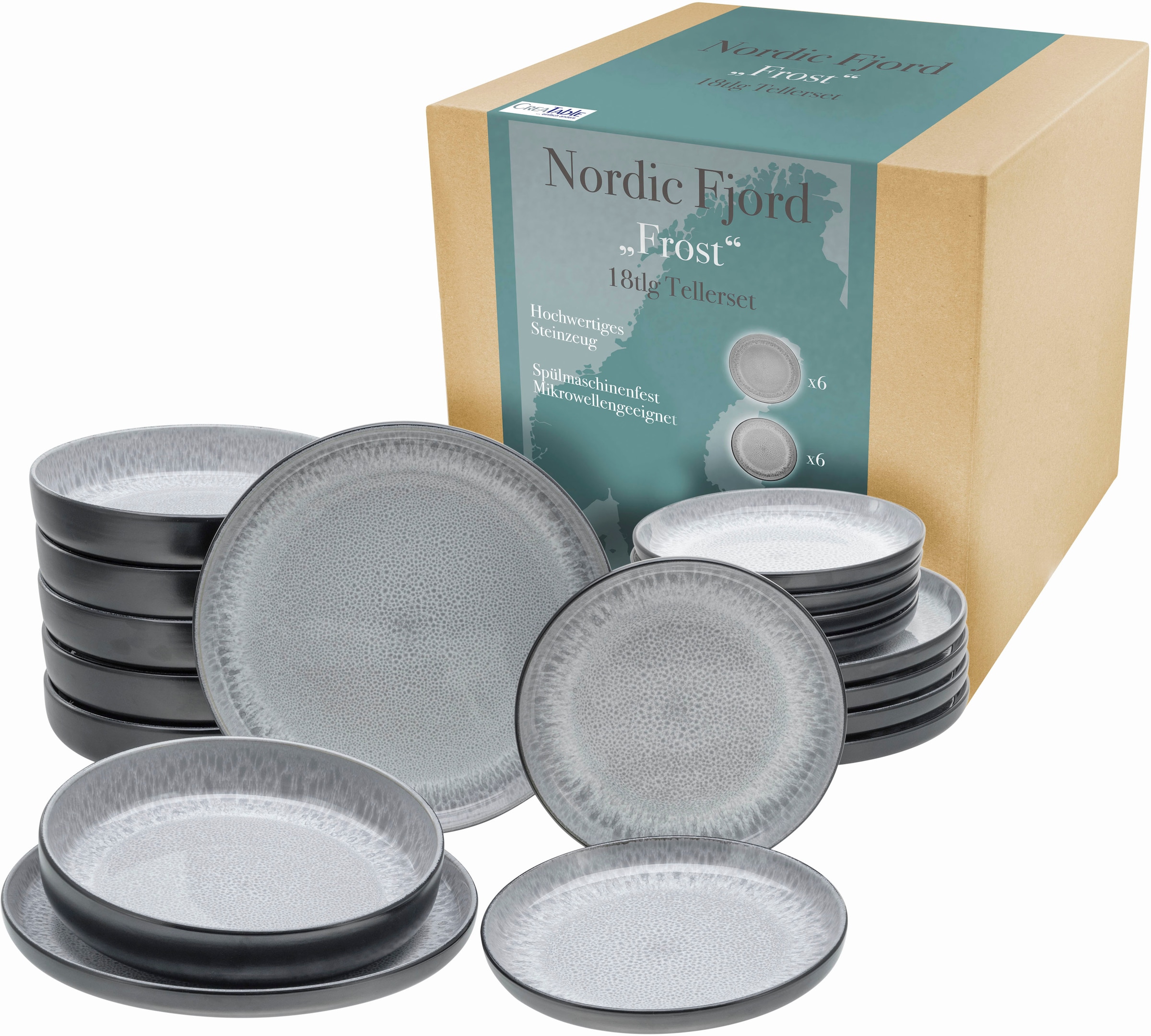 Teller-Set »Nordic 19,5 (Set, cm Suppenteller je 26 18 cm, 6 Fjord«, 22,5 BAUR cm, tlg.), Dessertteller CreaTable Speiseteller |