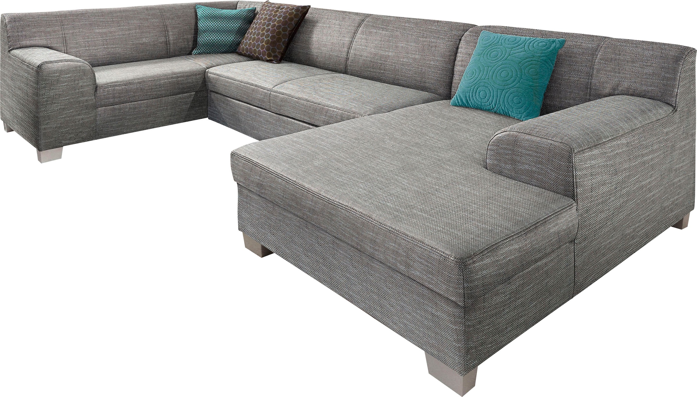 DOMO collection Wohnlandschaft »Amando in vielen Bezugsvarianten, auch in Leder, komfortabel, U-Form«, wahlweise mit Bettfunktion, fester Sitzkomfort, frei im Raum stellbar