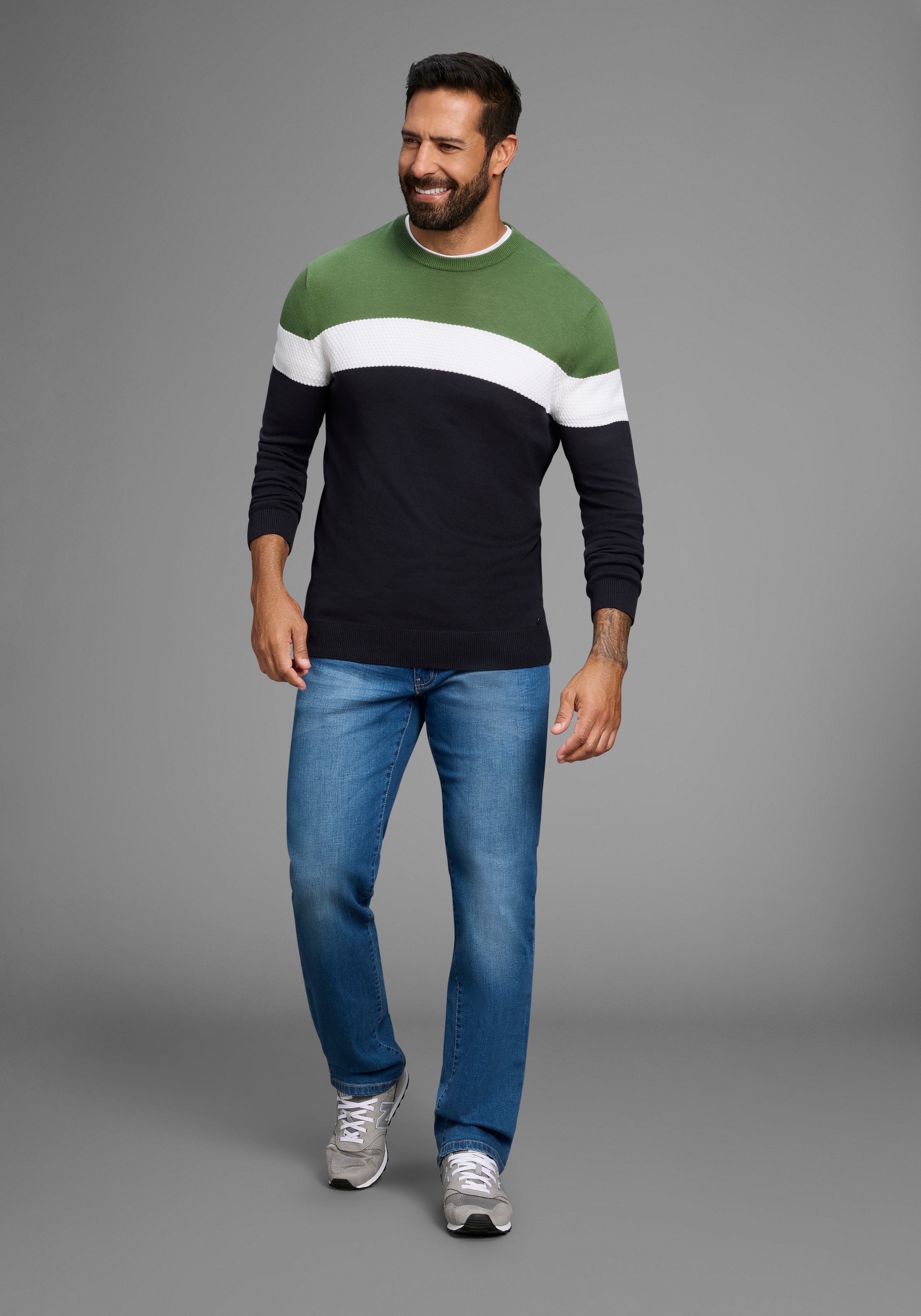 H.I.S Rundhalspullover »neue Farben!«, Colorblocking, in leichter Strickqualität