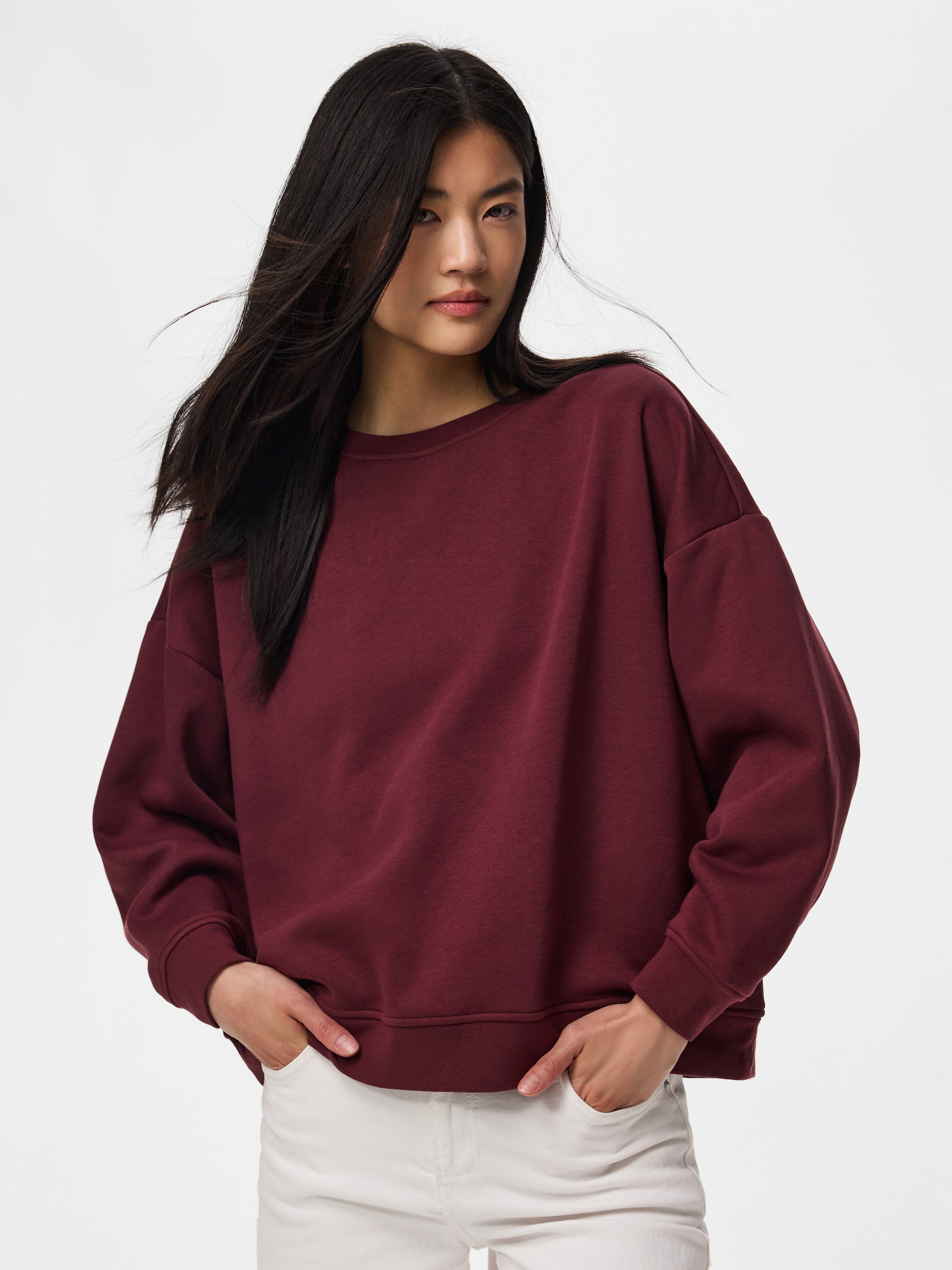 Pieces Sweatshirt "Pcchilli Ls Loose Fit Sweat Top Noos Bc", Baumwollmischung