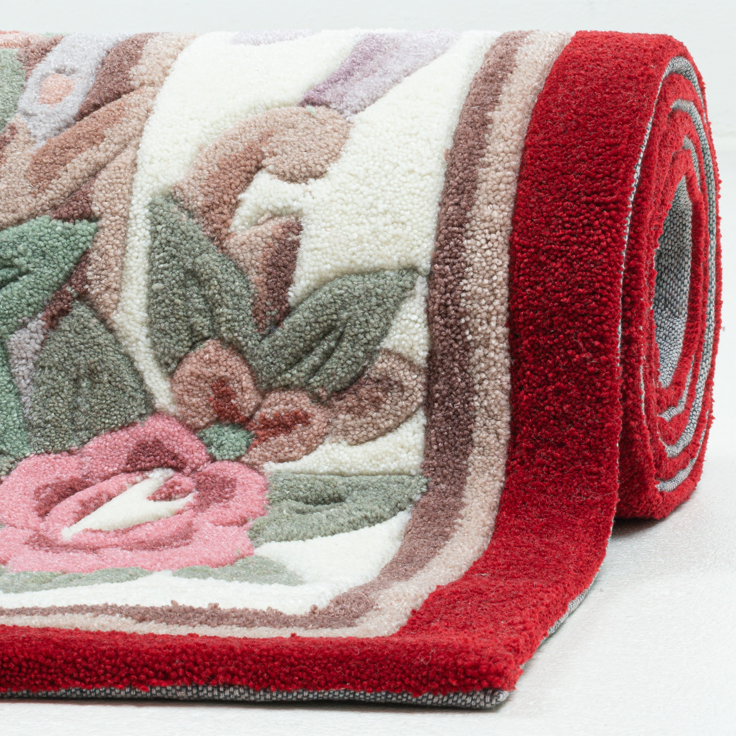 THEKO Teppich »Ming, handgetuftet« rechteckig 14 mm Höhe Pastell-Farben, florales Design, auch in oval & rund, Wohnzimmer
