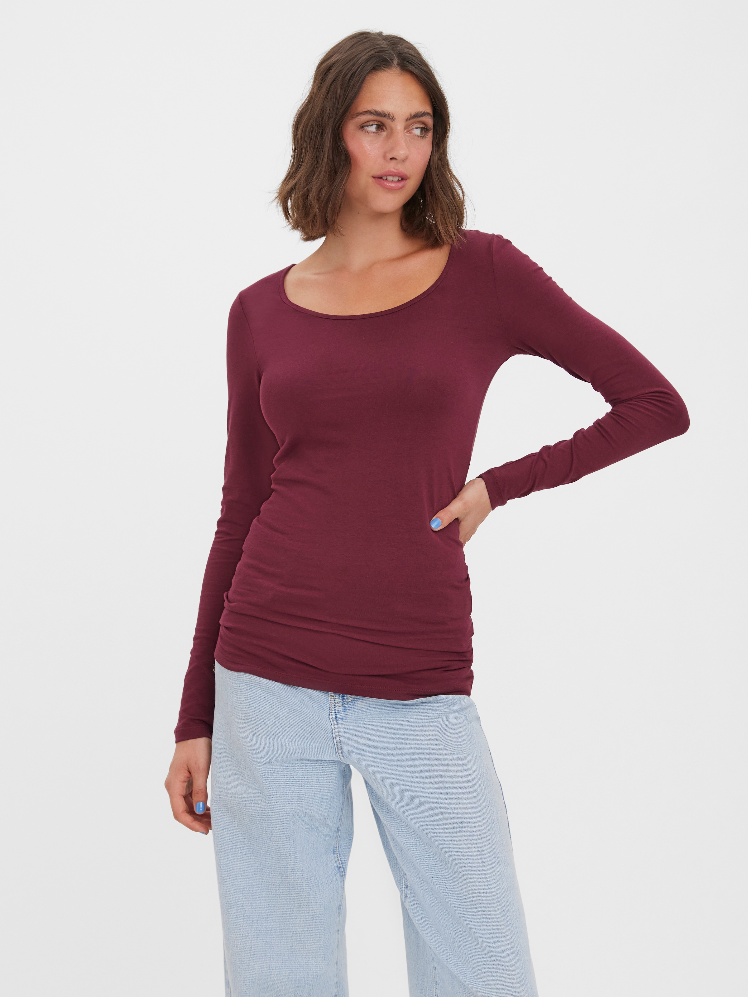 Vero Moda 1100000002199 "VMMAXI MY LS SOFT LONG U-NECK NOOS" Baumwollmischung, regular fit