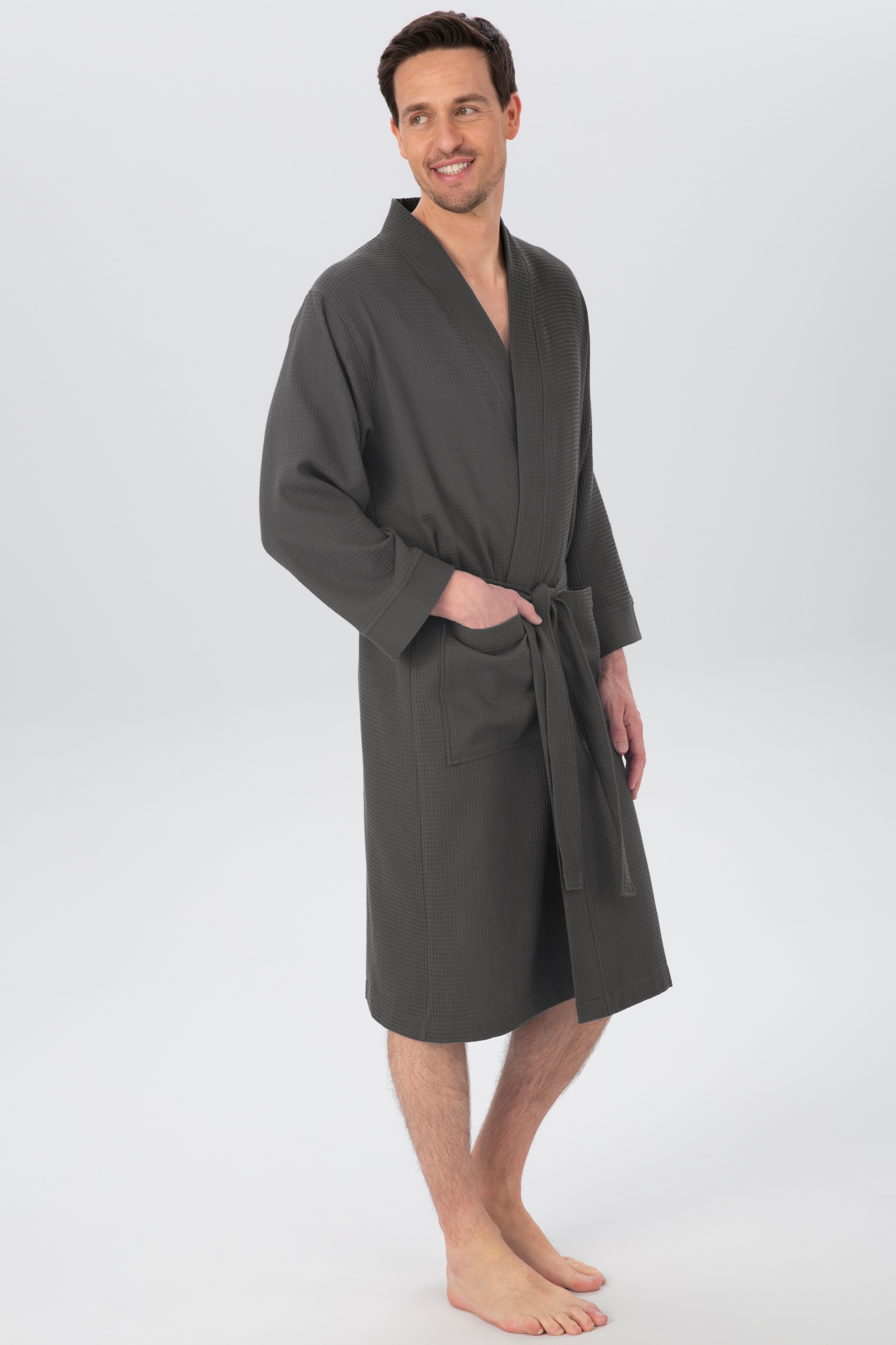 Unisex-Bademantel MY HOME, grau, Baumwolle, Hausmäntel, "Vanessa, ideal für Sauna & Spa, Hotelbademantel, Morgenmantel", Taschen, Damen & Herren,