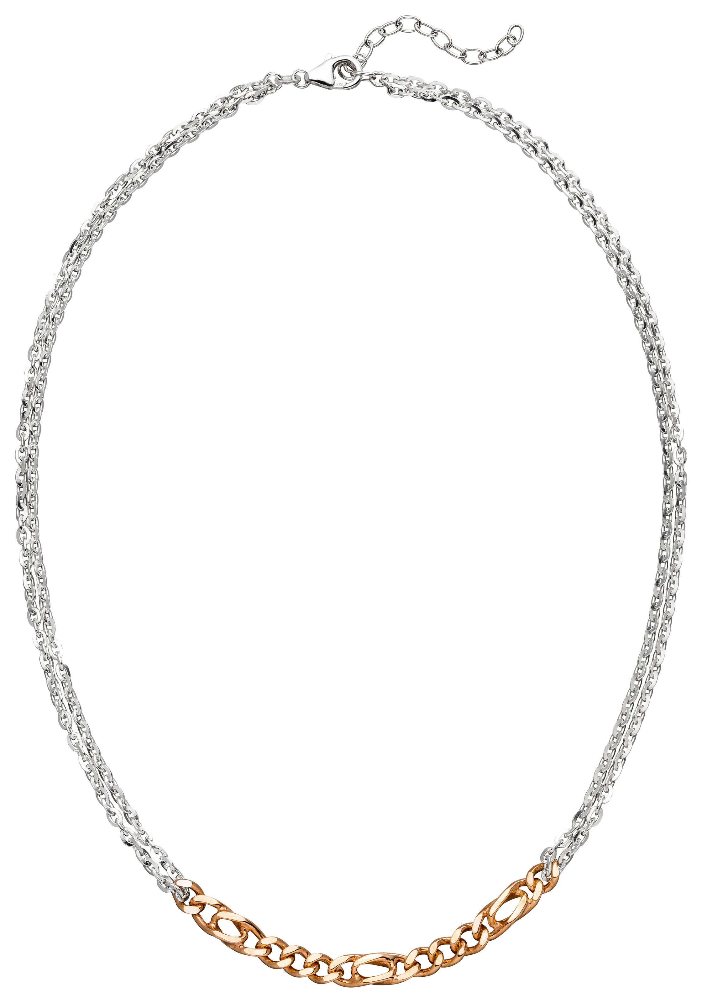 JOBO Kette ohne Anhänger 925 Silber bicolor vergoldet 47 cm