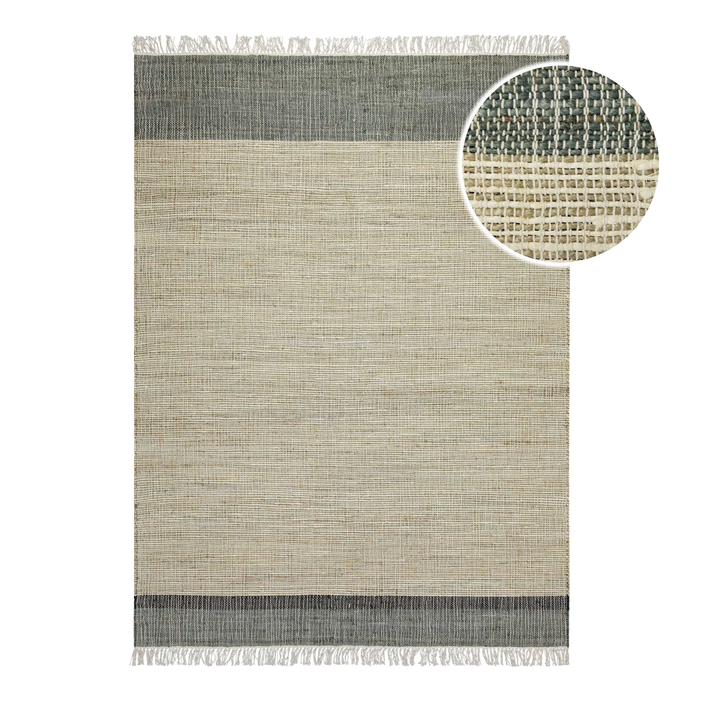 my home Teppich »Bennii«, rechteckig, 4 mm Höhe, 80% Jute, handgewebt, mit Fransen, Wohnzimmer, Naturfaser