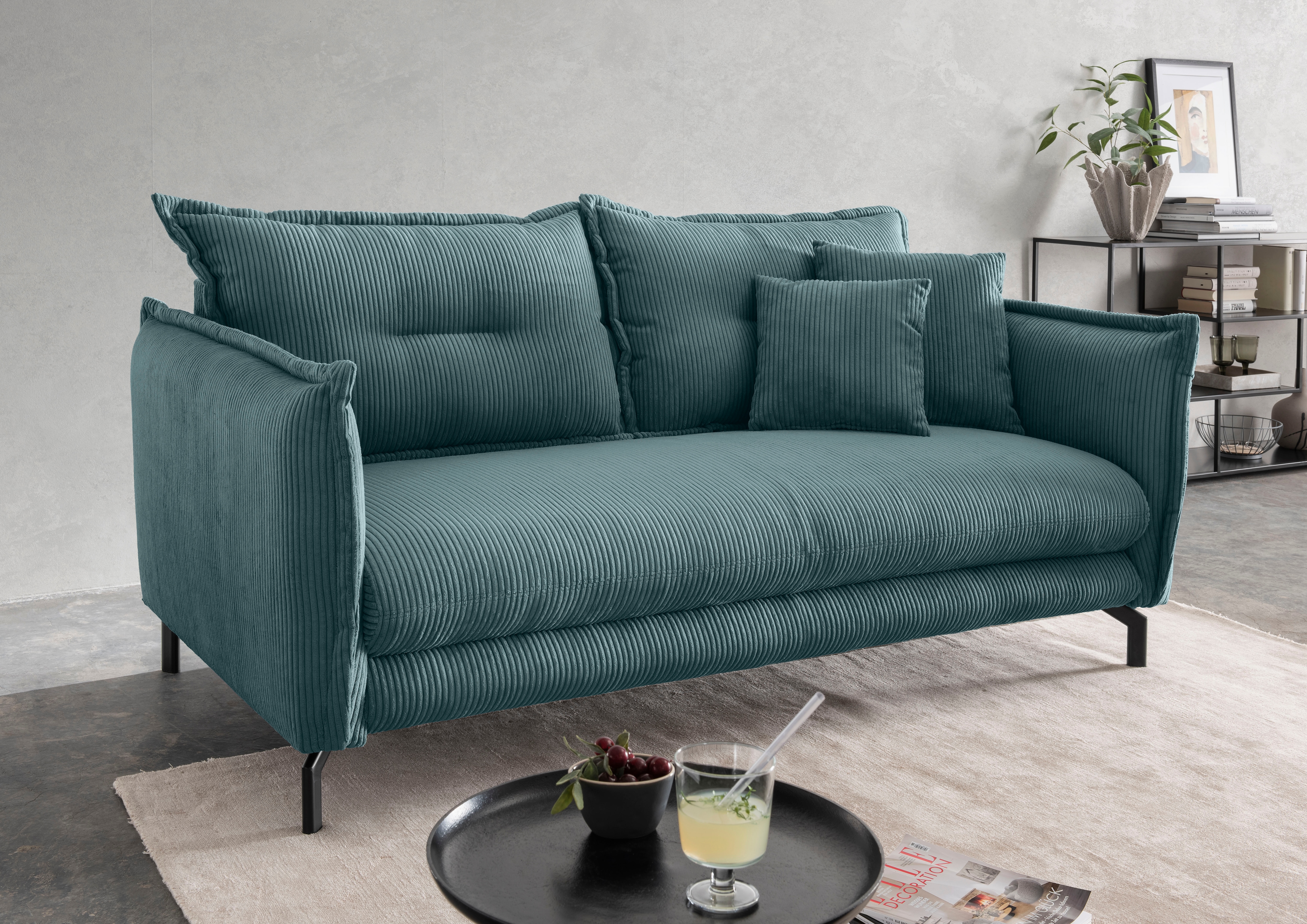 Home affaire 3-Sitzer "Lava modern & bequem, verstellbare Armlehnen, tolle Detailverarbeitung" zwei verschiedene Fußfarben wählbar