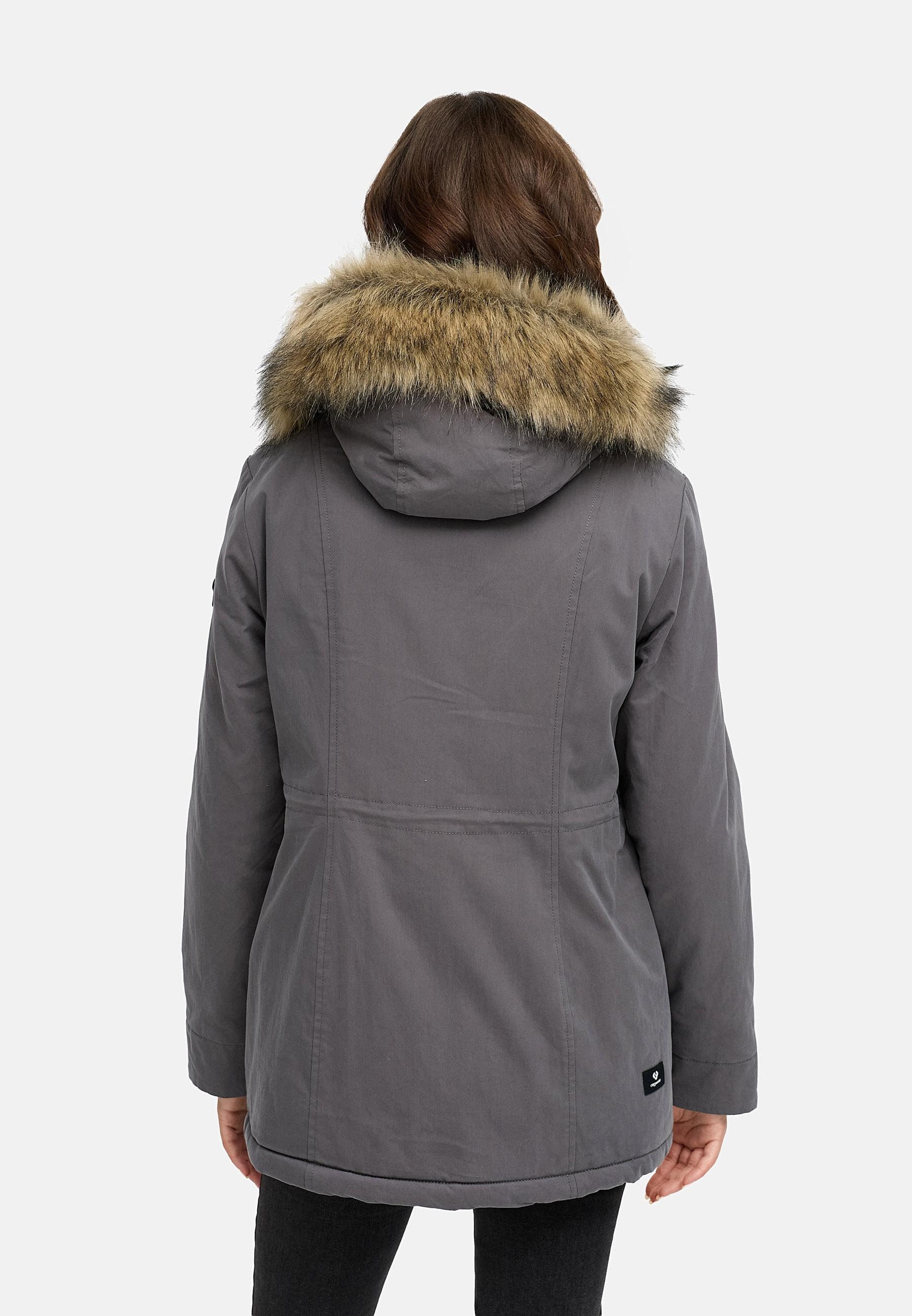 Ragwear Kurzmantel »Monadetta Warm«, Kurzer Wintermantel mit Kunstfellbesatz