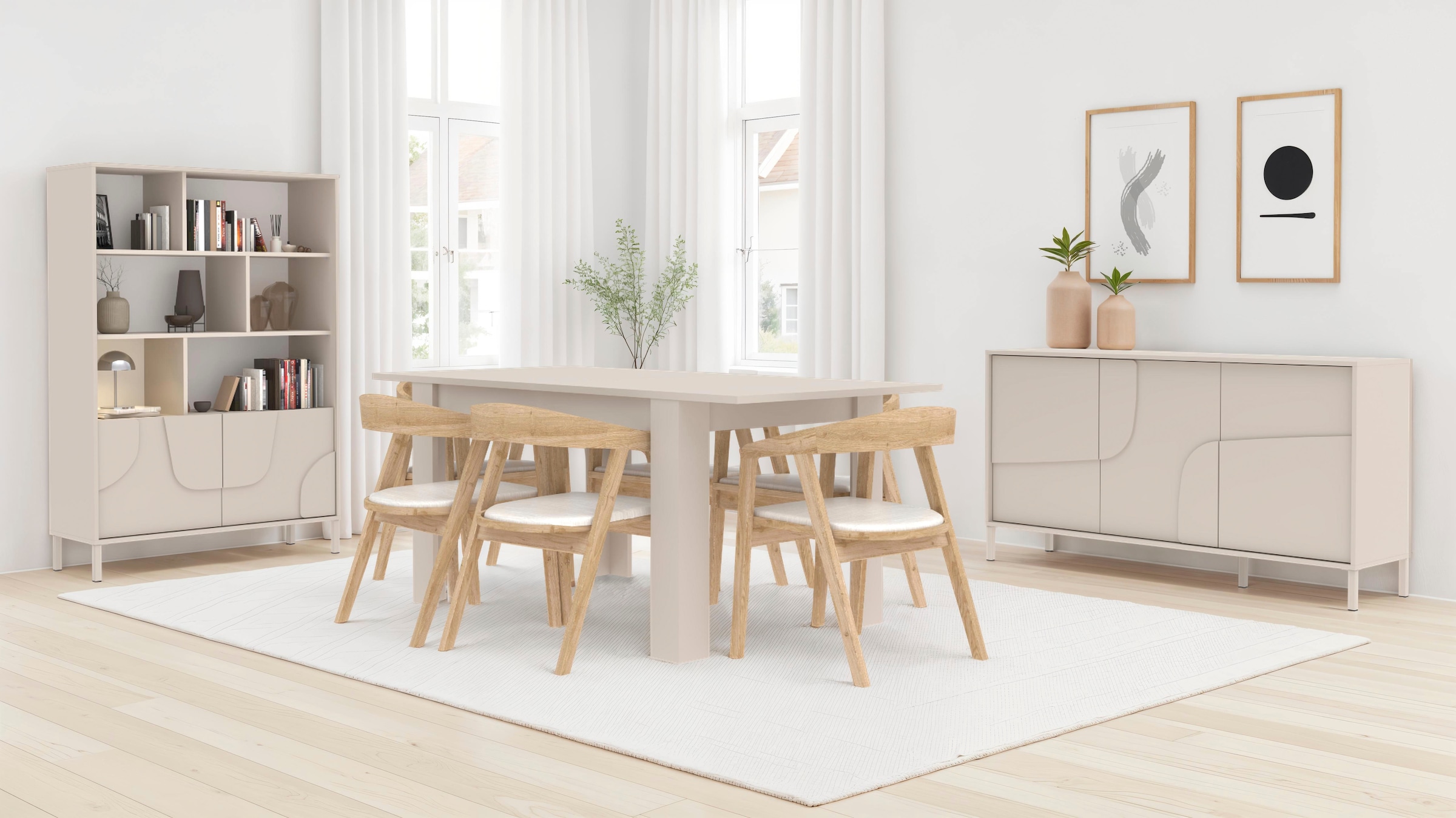 INOSIGN Sideboard »Stone, 155 cm breit, 3 Türen, Anrichte, Kommode, Stauraumschrank« 3D-Design, Push-to-open, Innenraum großzügig, Füße 14/2 cm wählbar