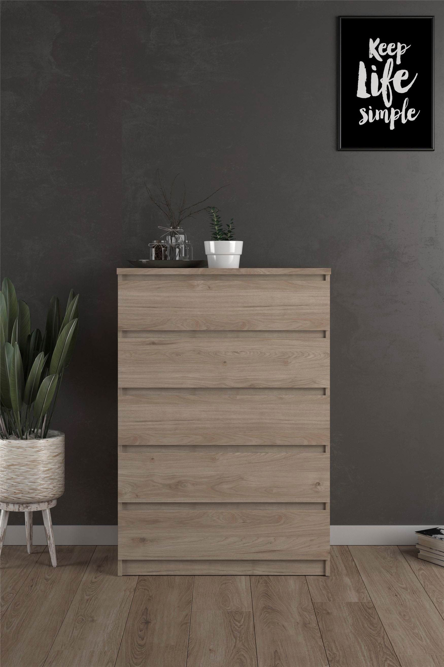 Home affaire Kommode "Naia, Aufbewahrung, 5 Schubladen, Matt-Optik, grifflose Front" Modern, skandinavisches Design, in mehrere Farben, Hoch