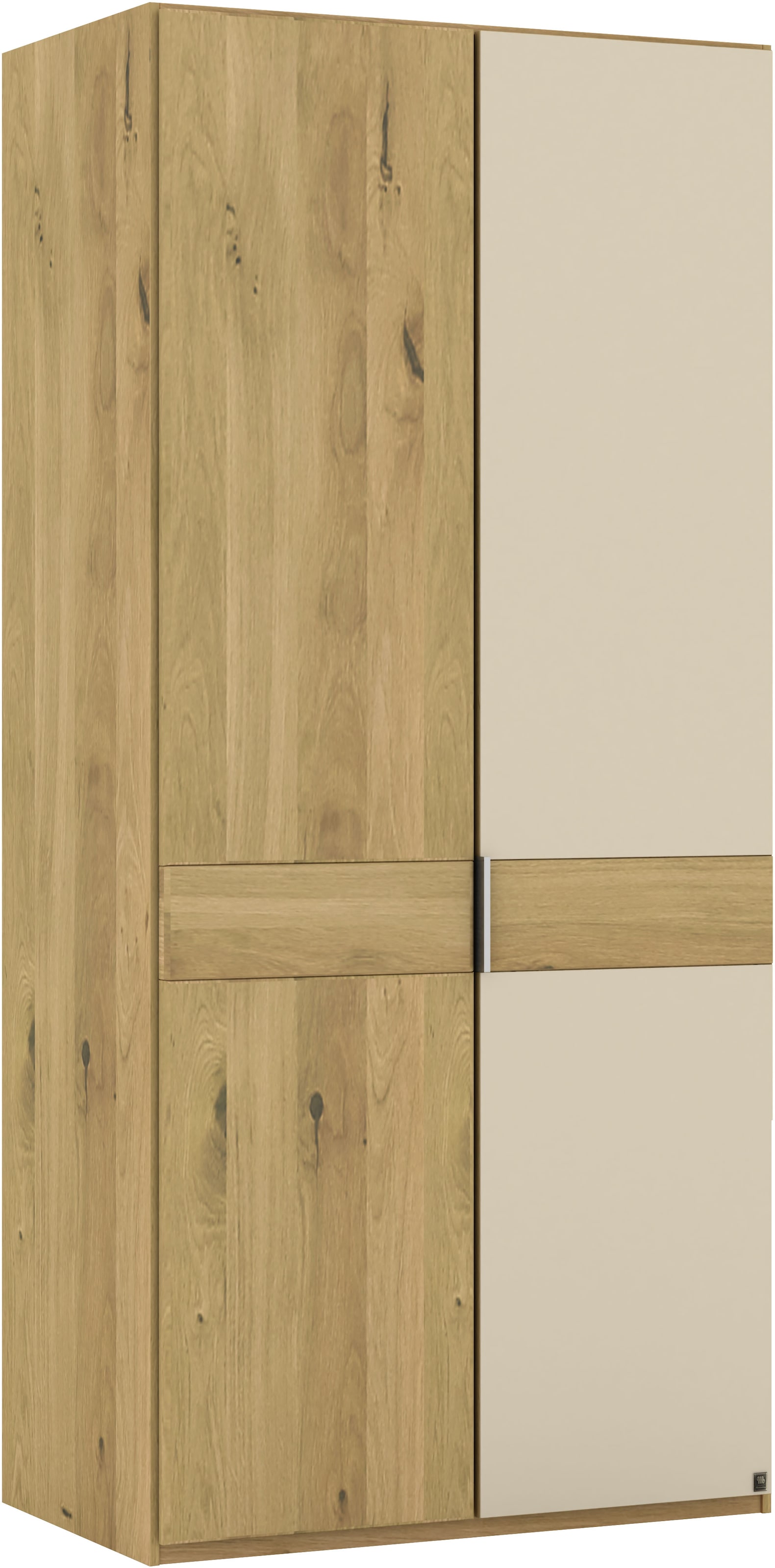 Musterring Drehtürenschrank »Savona, Kleiderschrank, Schrank, Garderobe, teilmassiv Eiche«, (mit Türdämpfern, mit Spiegel oder Glas, extra Böden, MADE IN GERMANY), Türen in Bianco-Eiche massiv, Spiegel-/Glastüren, verschiedene Größen