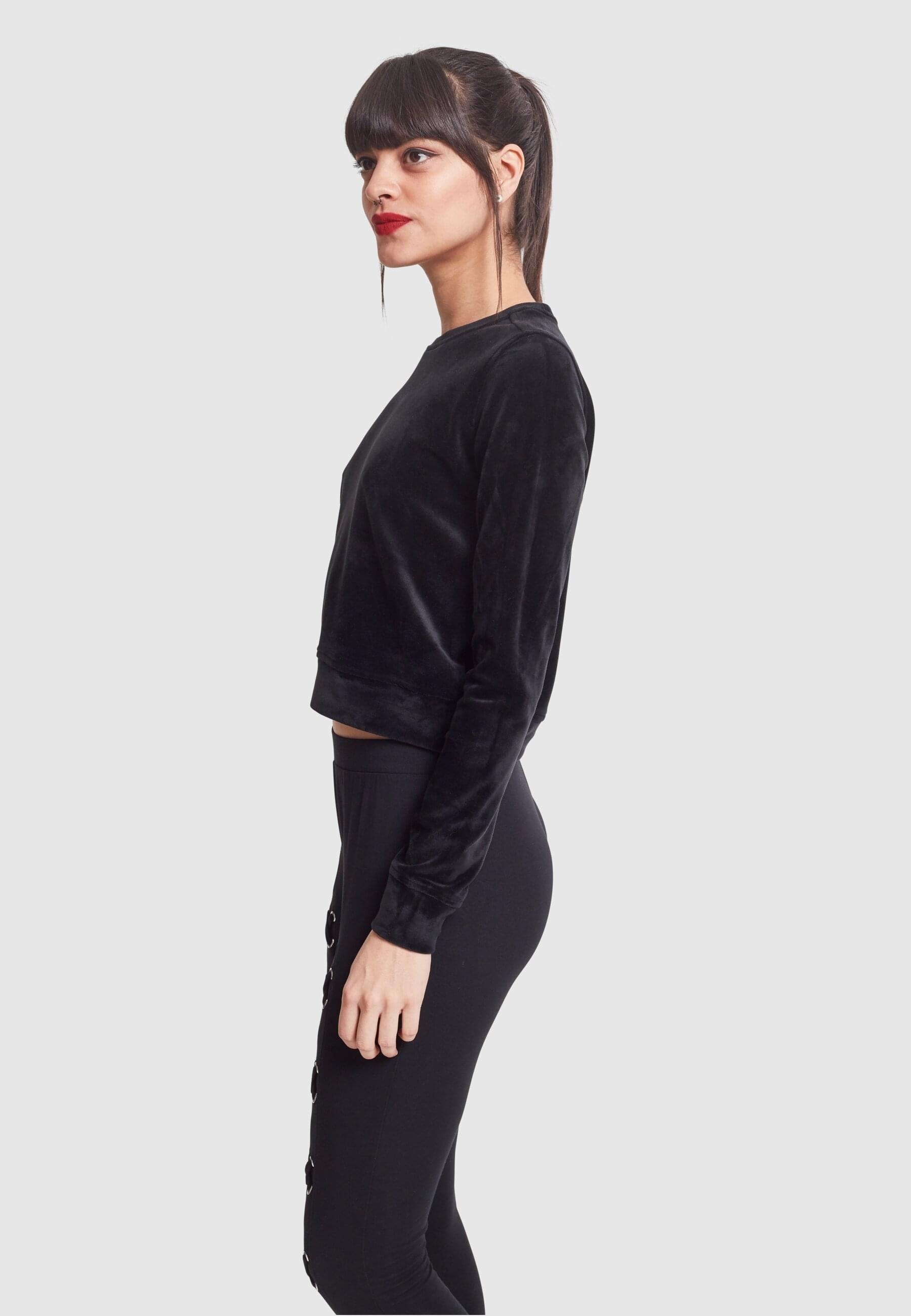 URBAN CLASSICS Sweatshirt »Urban Classics Damen Ladies Short Velvet Crew«, (1 tlg.)