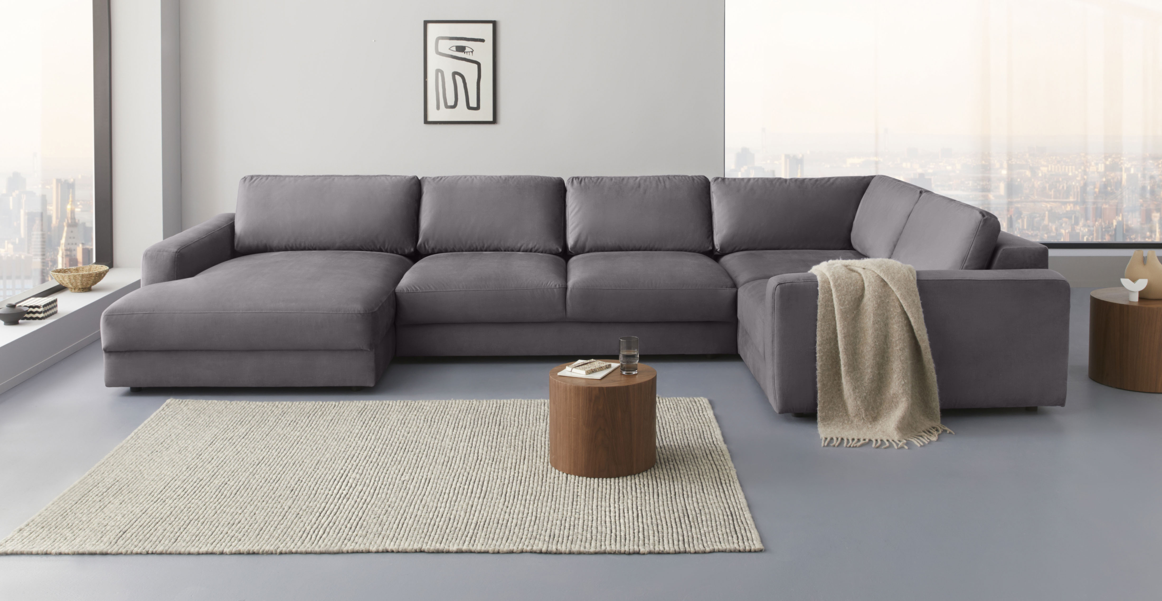 Home affaire Wohnlandschaft "Bloomfield, Mega Polsterecke, Breite 390cm, viel Platz, U-Form" In verschiedenen Größen bestellbar