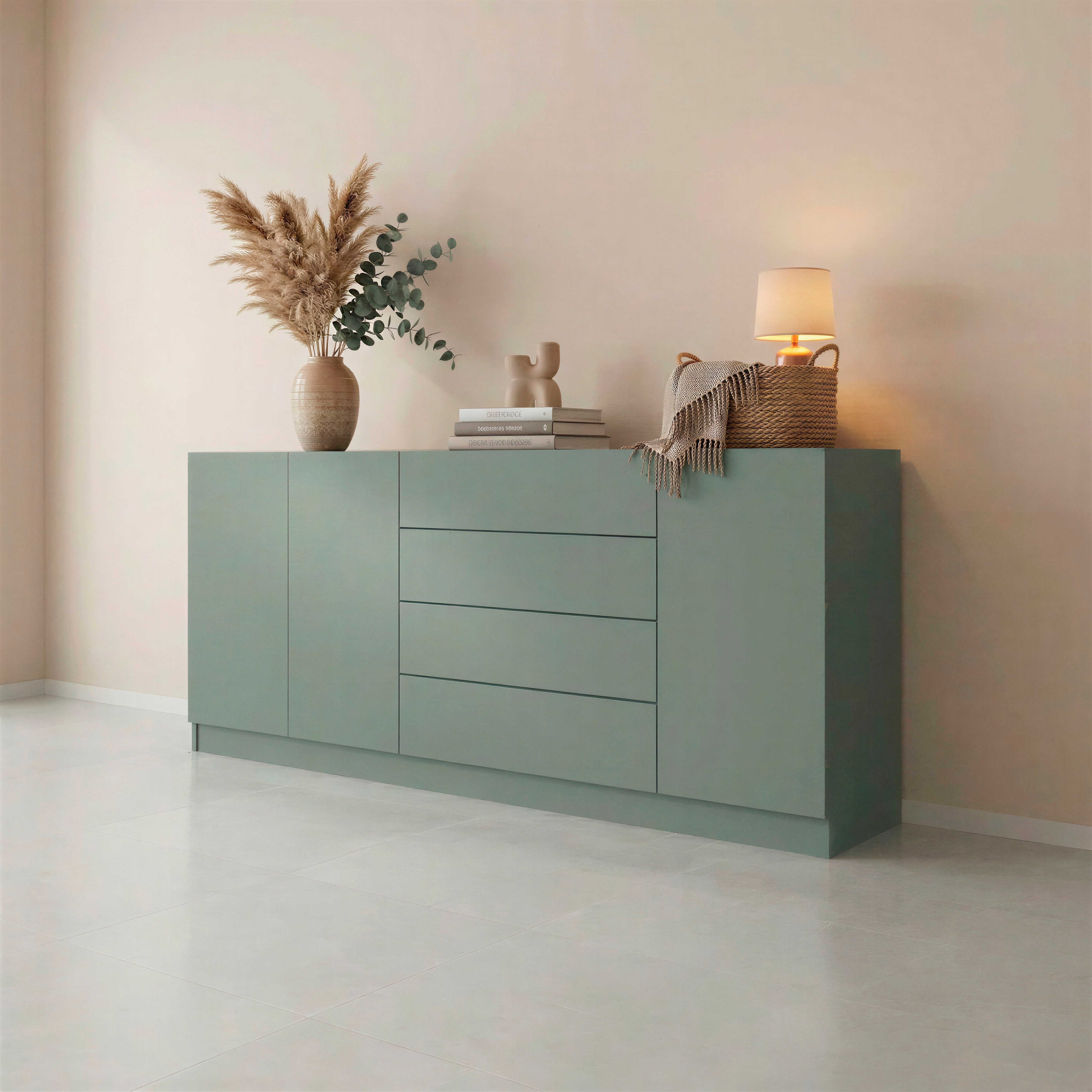 borchardt Möbel Sideboard "Vaasa, Kommode mit 3 Türen und 4 Schubkästen auf Kugelführungen" Sideboard Breite 190 cm, Höhe 79 cm, mit Push-to-open-Funktion