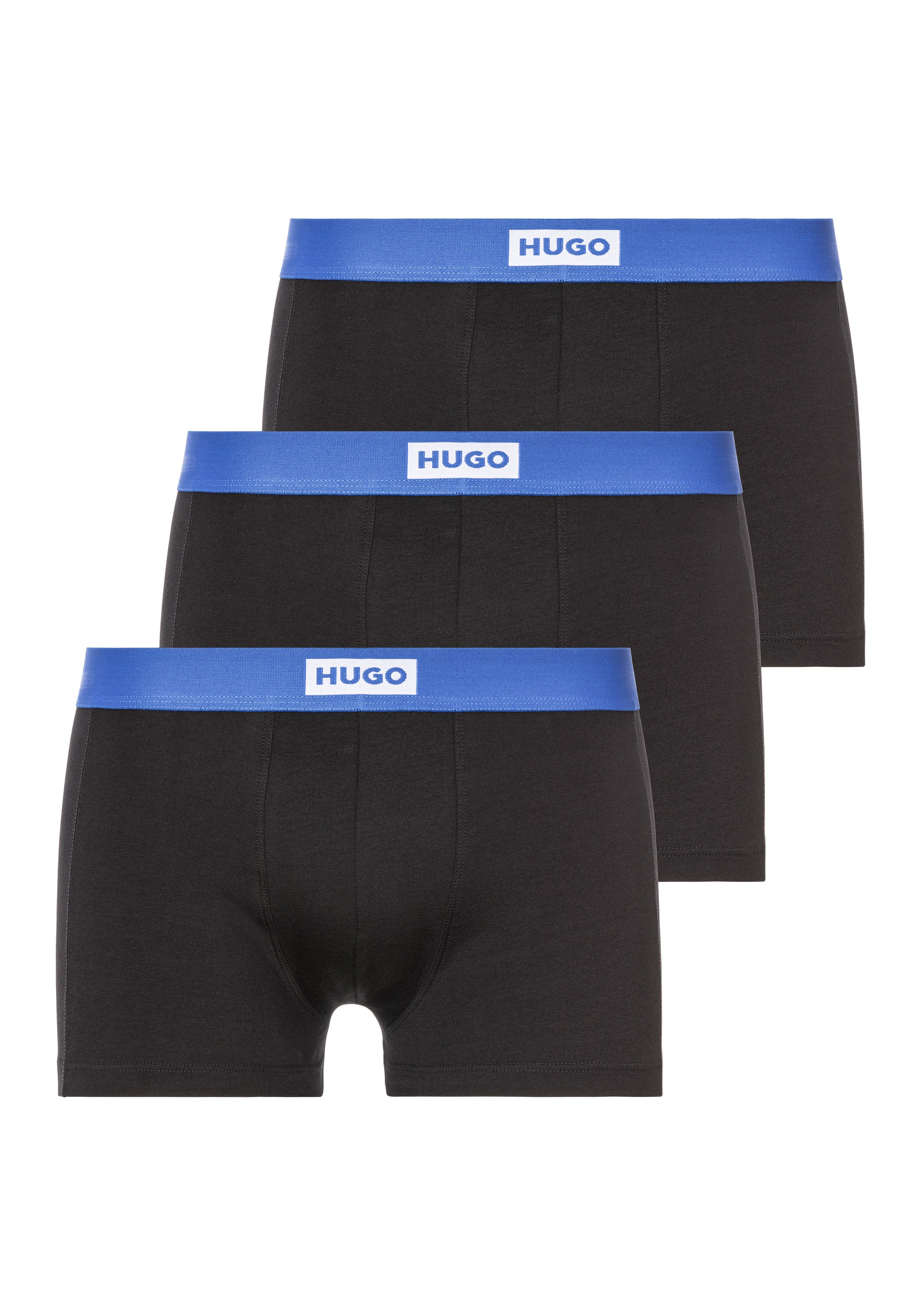 HUGO UNDERWEAR Herren Trunk, Gr. L, schwarz, Jersey, Obermaterial: 100% Baumwolle, unifarben, Unterhosen, mit kontrastfarbigem Bund