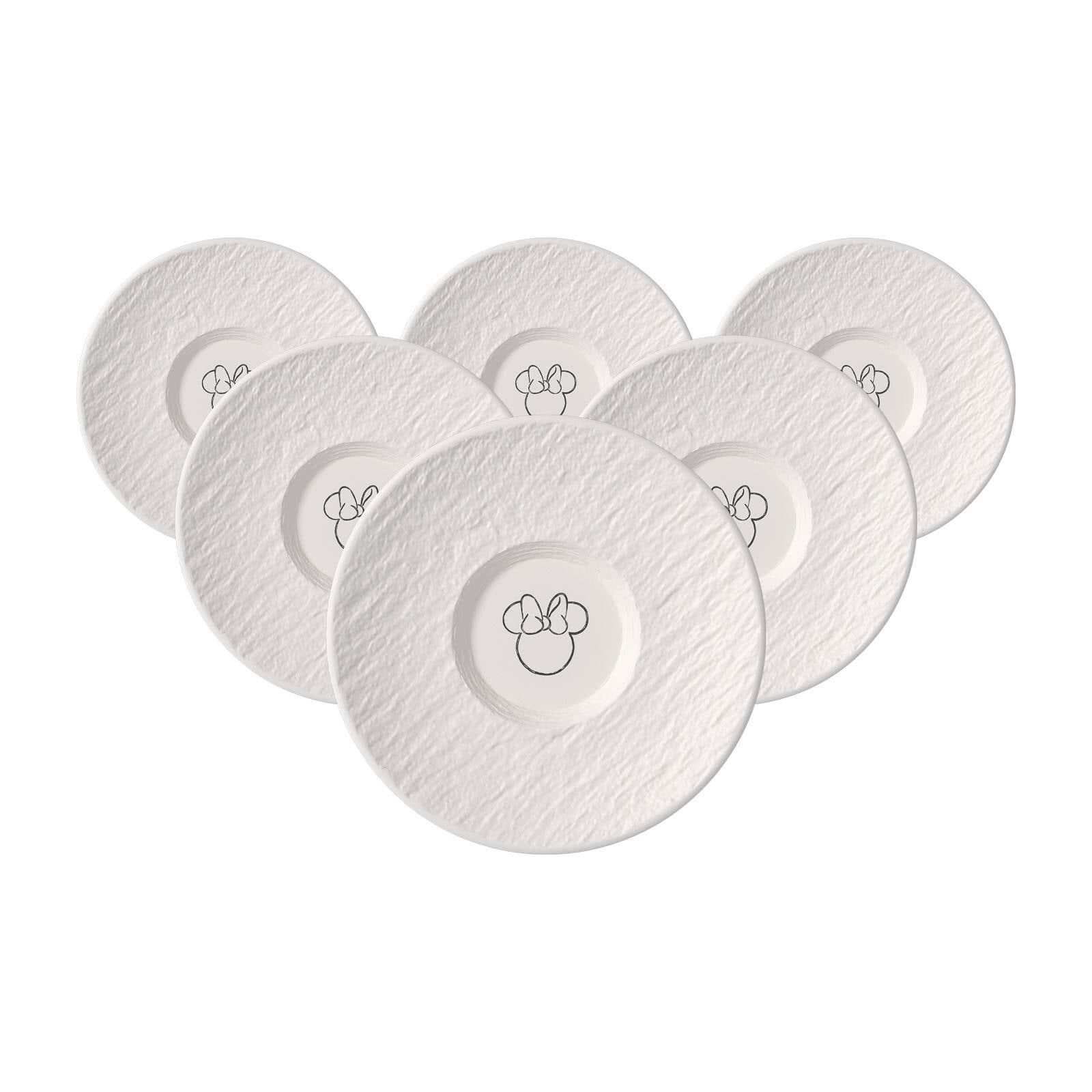 Villeroy & Boch Untertasse "Kaffee-Untertassen Manufacture Rock Blanc - Mickey Mouse ø 15,4 cm 6er Set weiß" Spülmaschinenfest, Mikrowellensicher
