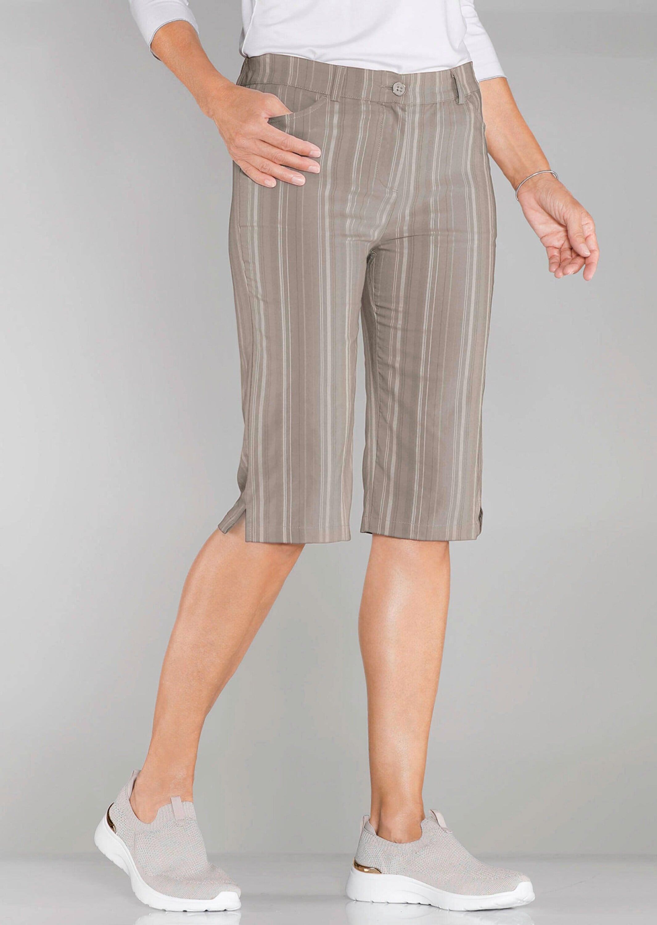 GOLDNER Stoffhose »Kurzgröße Bermuda in strukturierter elastischer Ware«