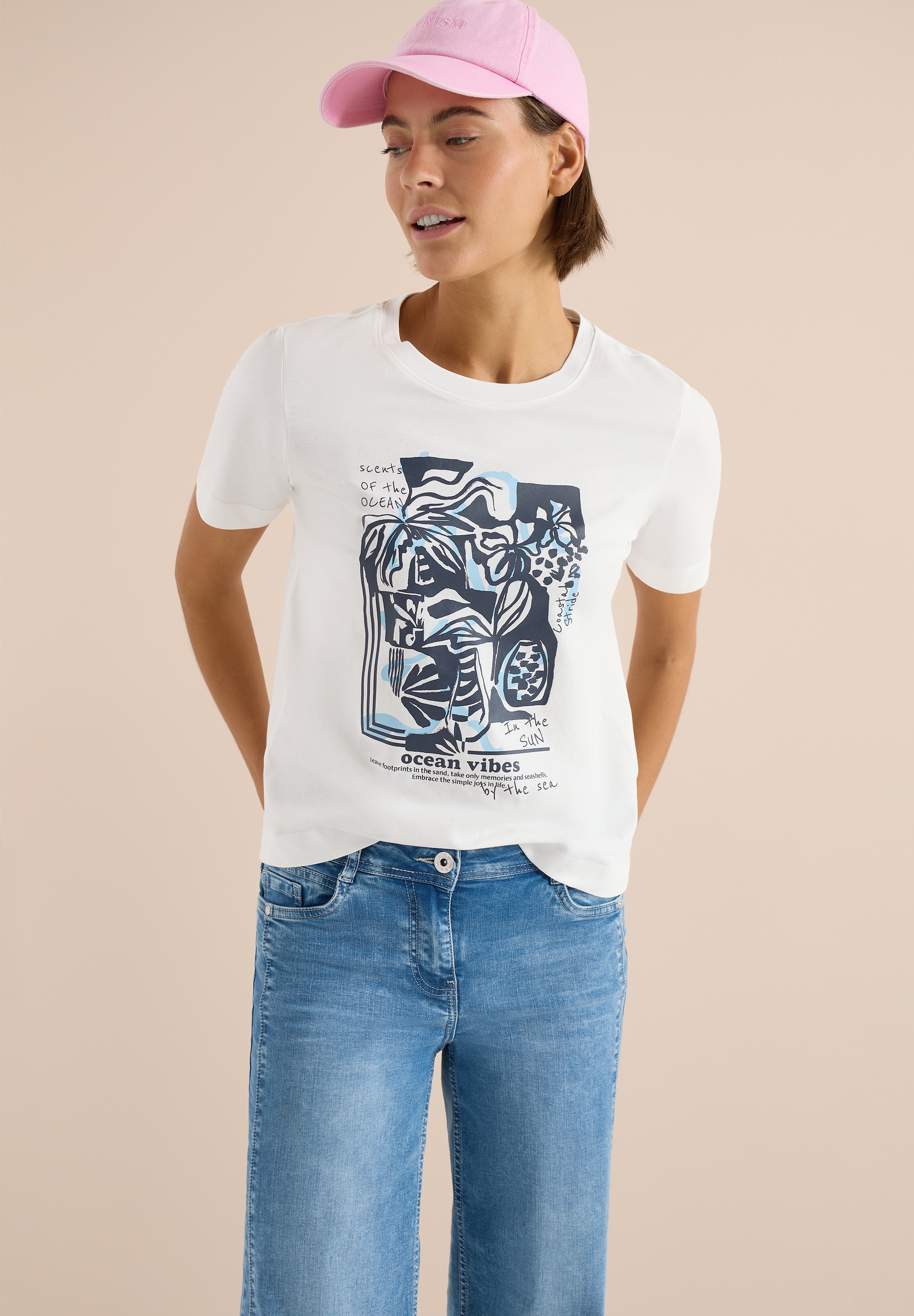 Cecil Rundhalsshirt aus reiner Baumwolle günstig online kaufen