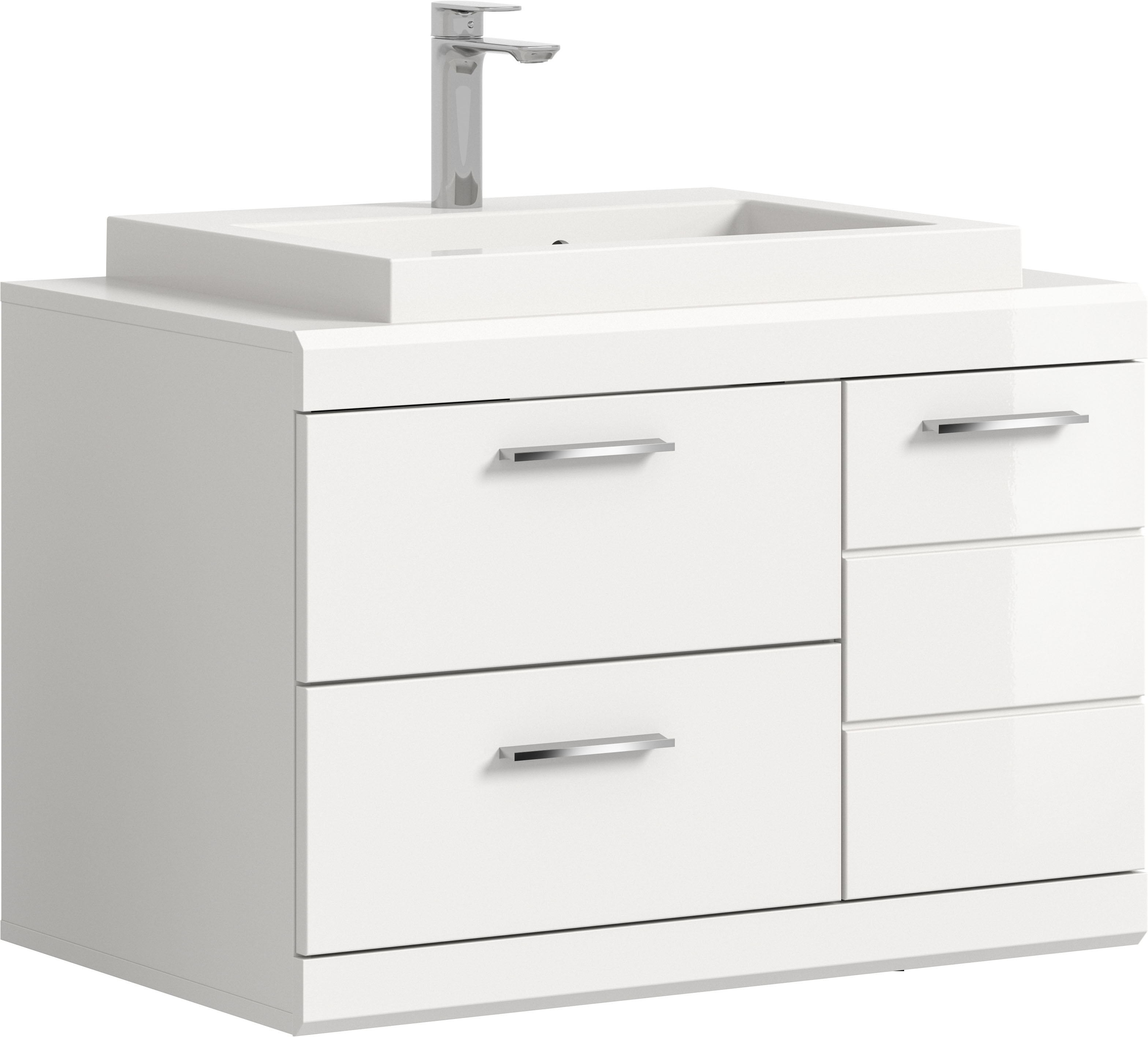 welltime Waschtisch "SIENA, hängend, inkl. Aufsatzwaschbecken, Breite 80 cm, MDF-Front" WBU, Badmöbel, Badschrank, Kommode, Unterschrank, Bad, Hängeschrank