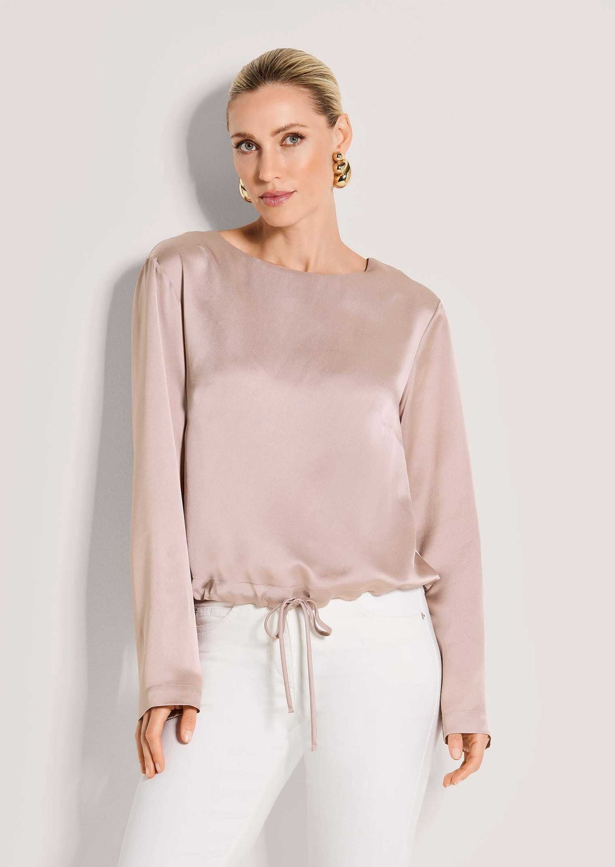 Thumbnail - MADELEINE Langarmbluse "Blusenshirt Schlupfbluse mit Tunnelzug und Bindeband" Bluse mit Tunnelzug und Bindeband