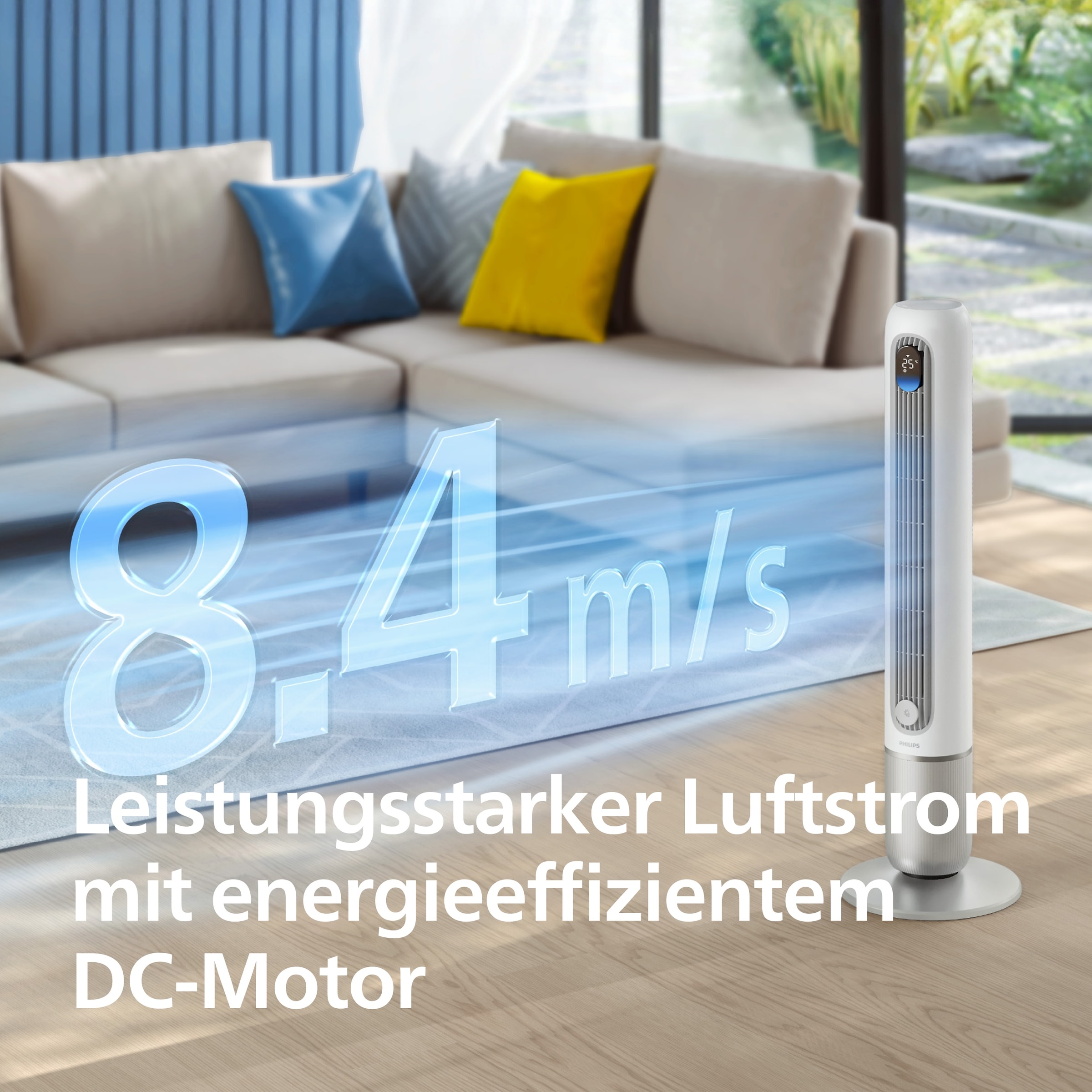 Philips Turmventilator »CX7550 Serie 7000 mit 12 Geschwindigkeiten u. Aromatherapie-Zusatz« Oszillierend, besonders leise, mit DC-Motor, Timer u. Fernbedienung