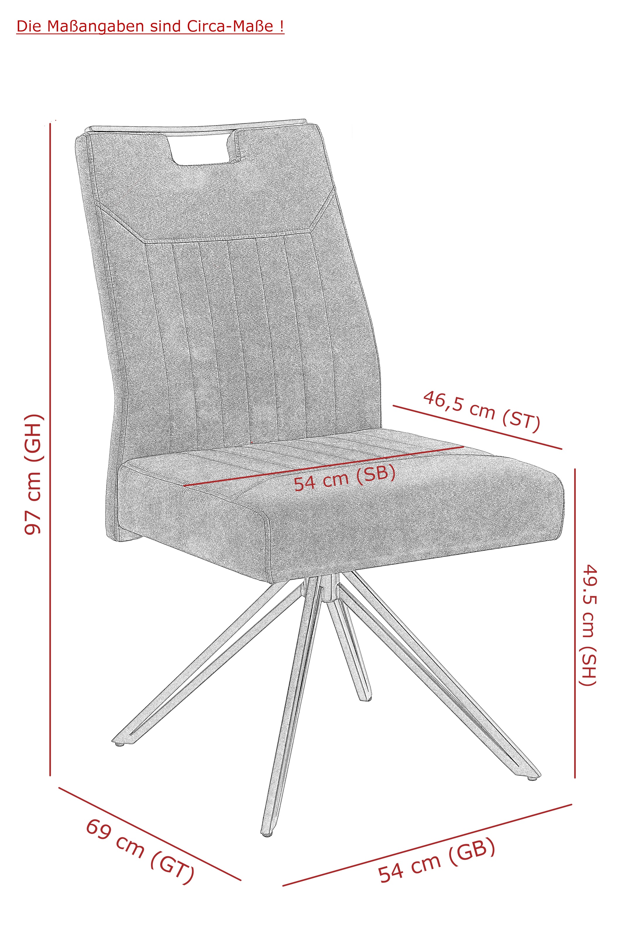 HELA 4-Fußstuhl »MAGGY« () 1 Stk.XXL Sitzbreite, 360° drehbar, V-Fuß, Federkorb, 200kg belastbar