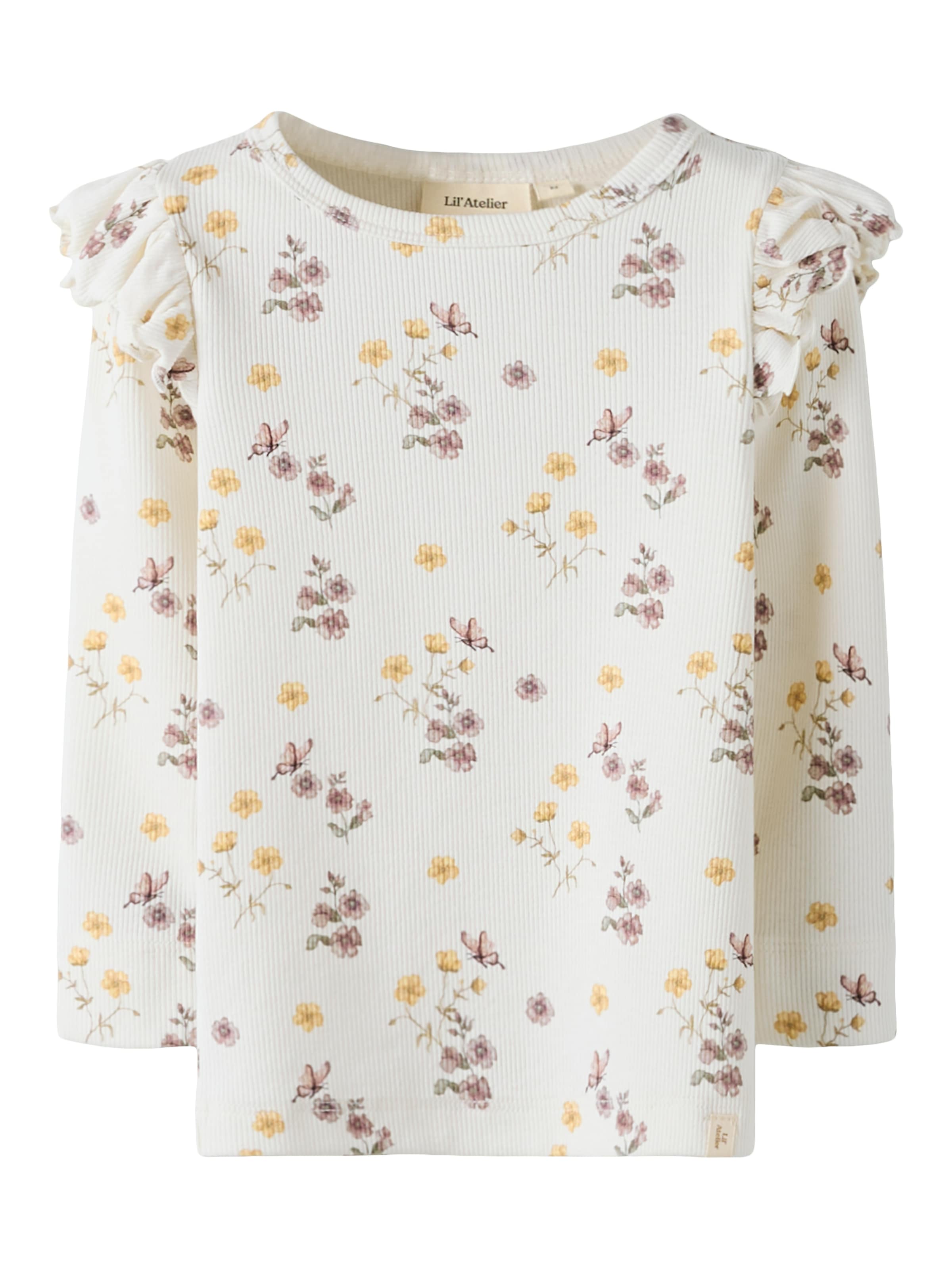 Lil' Atelier Langarmshirt »NMFGAVO EKO LS SLIM TOP LIL NOOS« mit Rüschen, weiche Jersey Rippqualität