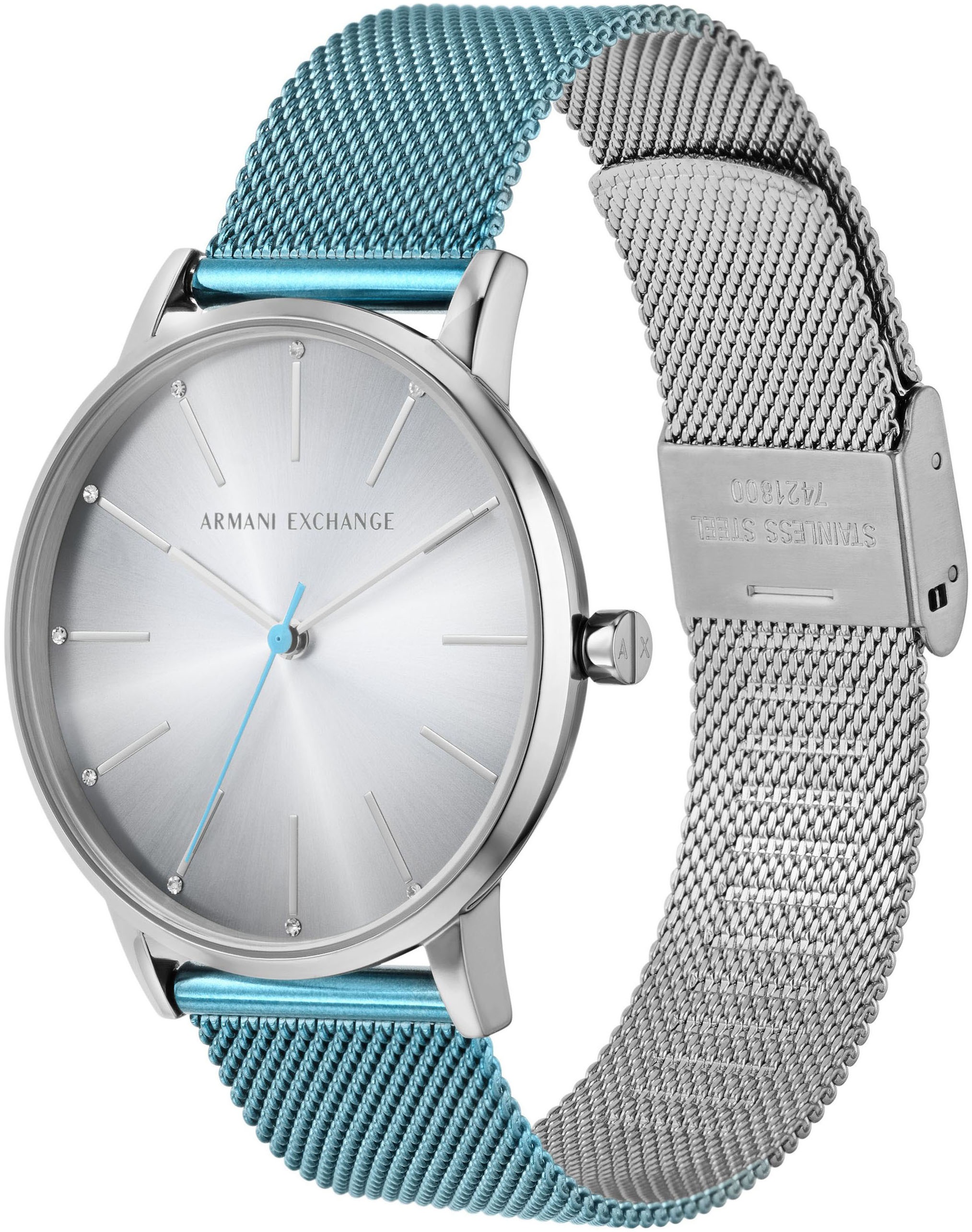 ARMANI EXCHANGE Quarzuhr, Armbanduhr, Damenuhr, analog, Edelstahlarmband