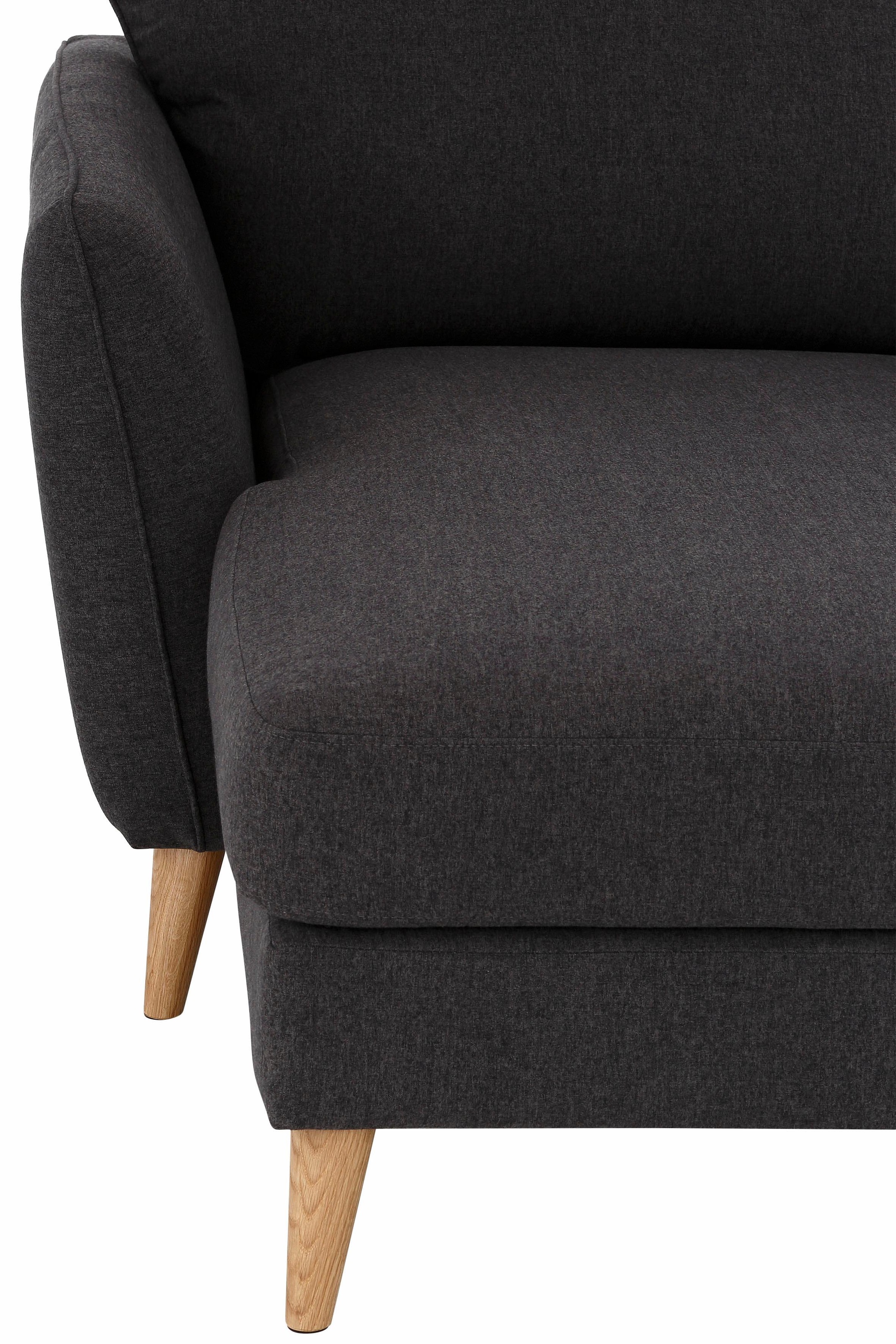 Home affaire Wohnlandschaft »MARSEILLE XXL 349cm, U-Form, Ottomane rechts/links wählbar«, Massivholzbeine Eiche, Landhausstil, Wellenunterfederung